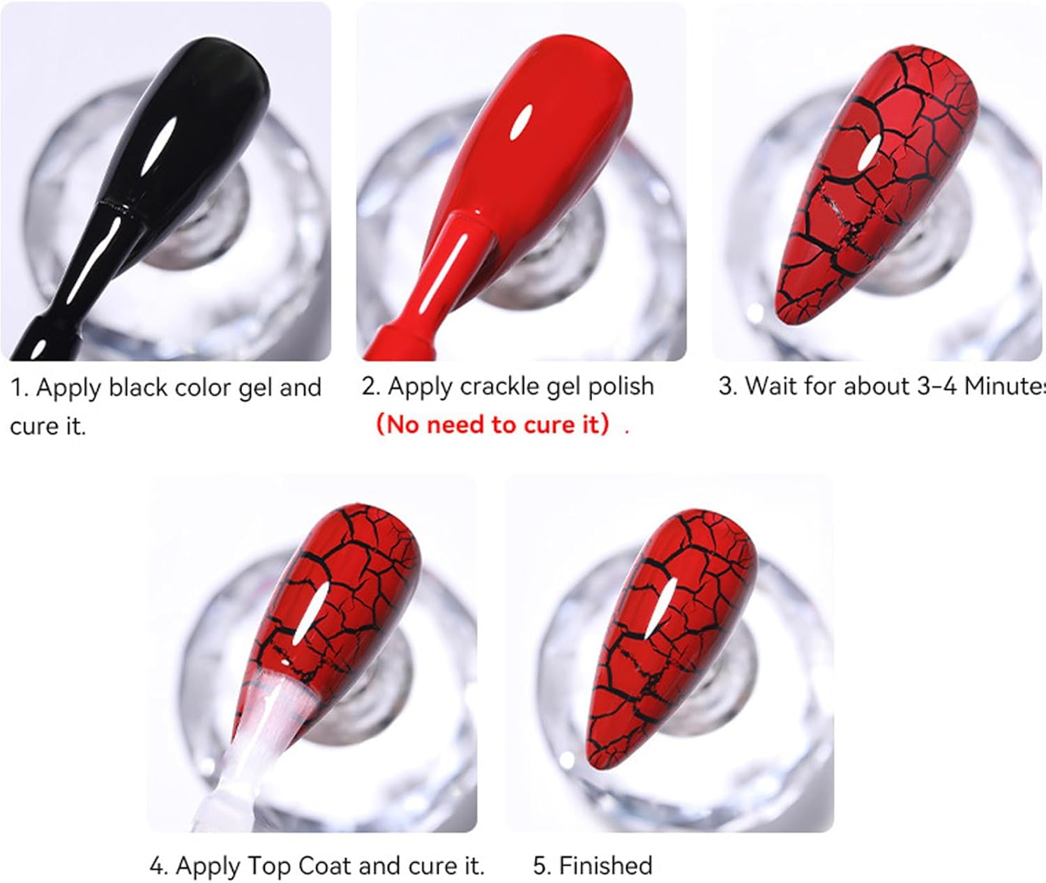 Crackle Nail Polish Gel | Color UV Gel Nail Polish Set of 6,Chip-Resistant, Long-Lasting, Beauty Supplies for Daily Wedding Salon Travel Photography