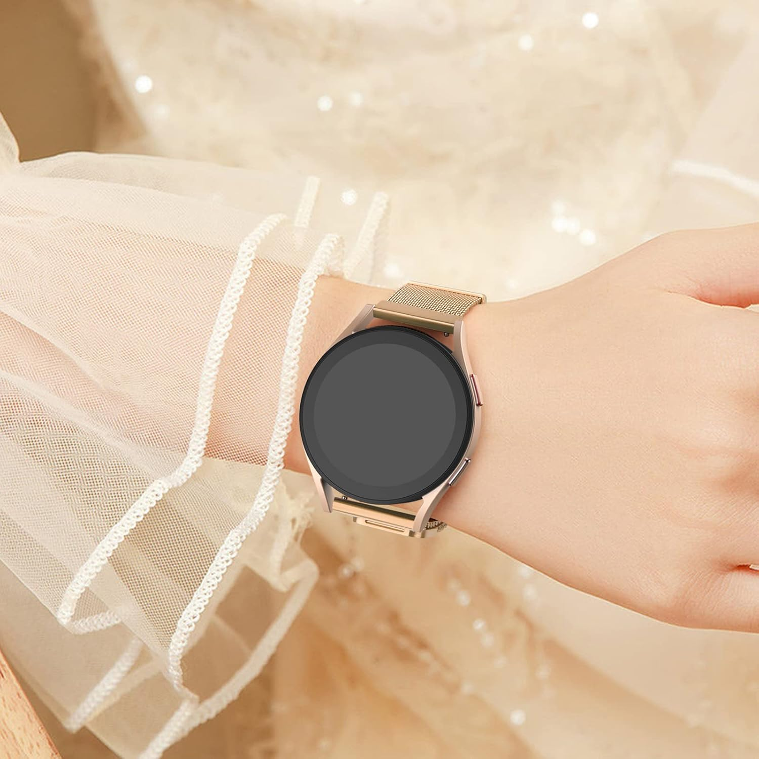 Metal Bands for Samsung Galaxy Watch 7 6 5 4 40Mm 44Mm Band, Galaxy Watch 5 Pro 45Mm, Galaxy Watch 6 Classic 47Mm 43Mm, 4 Classic 46Mm 42Mm, Active 2, 20Mm Stainless Steel Mesh Strap for Women Men - Colorful image number 5