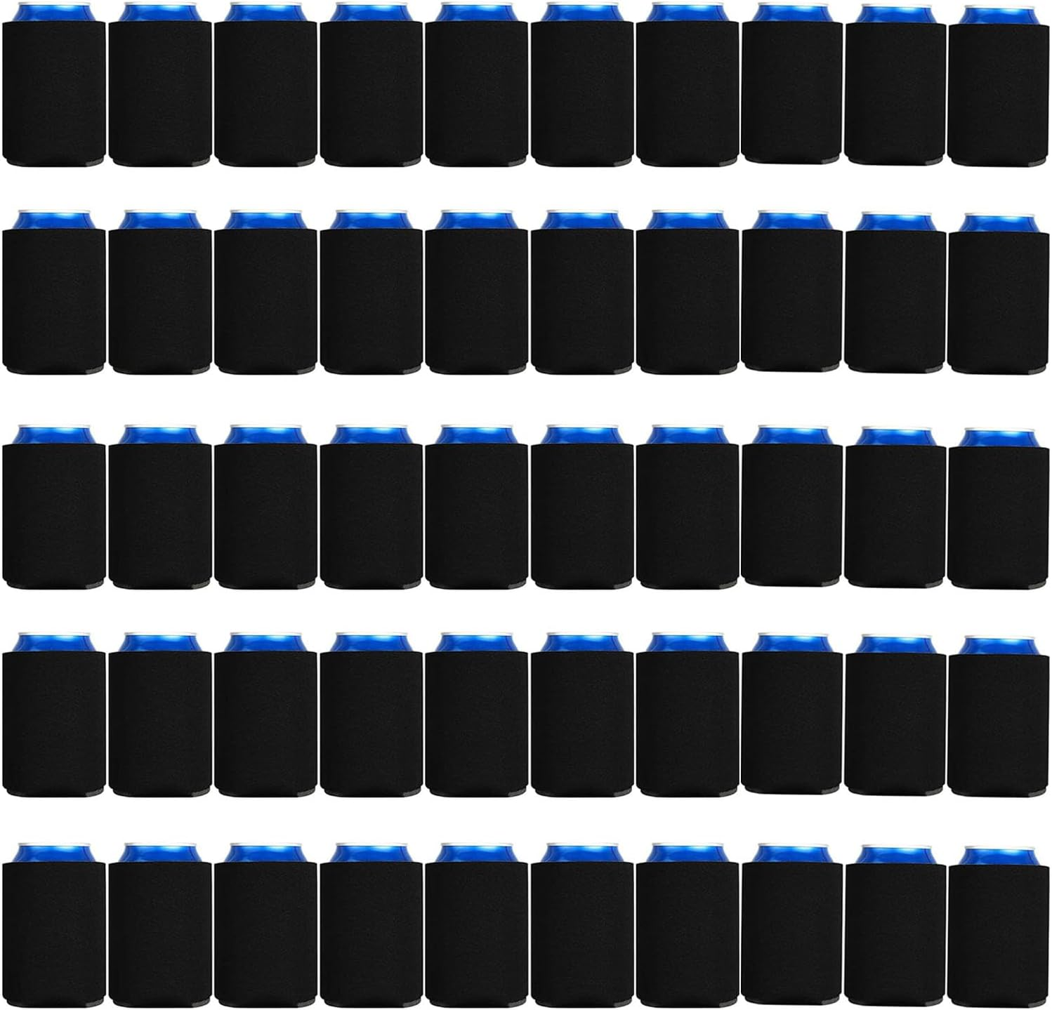 Paifeancodill Blank Beer Can Coolers Sleeves, 50 Pcs Soft Insulated Beer Can Cooler Sleeves, Foldable Blank Can Stubby Cooler Holder Sleeve Sublimation Heat Transfer, Reusable Black Bulk Can Sleeve image number 6