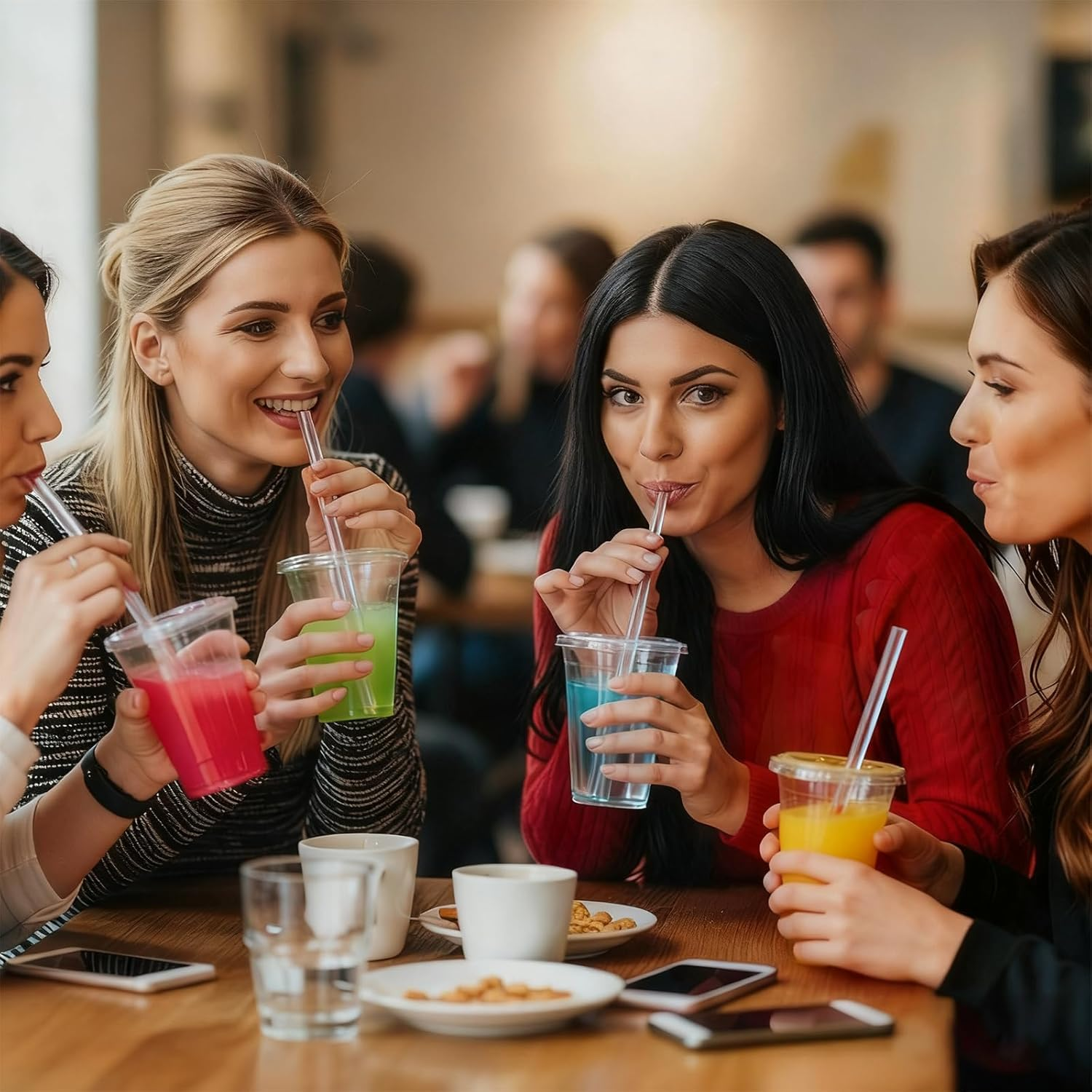 Drinking Straws 200 PCS 26Cm Reusable Colourful - Suitable for Juice, Tea, Coffee, Milk, Parties, Daily Use (Transparent) image number 4