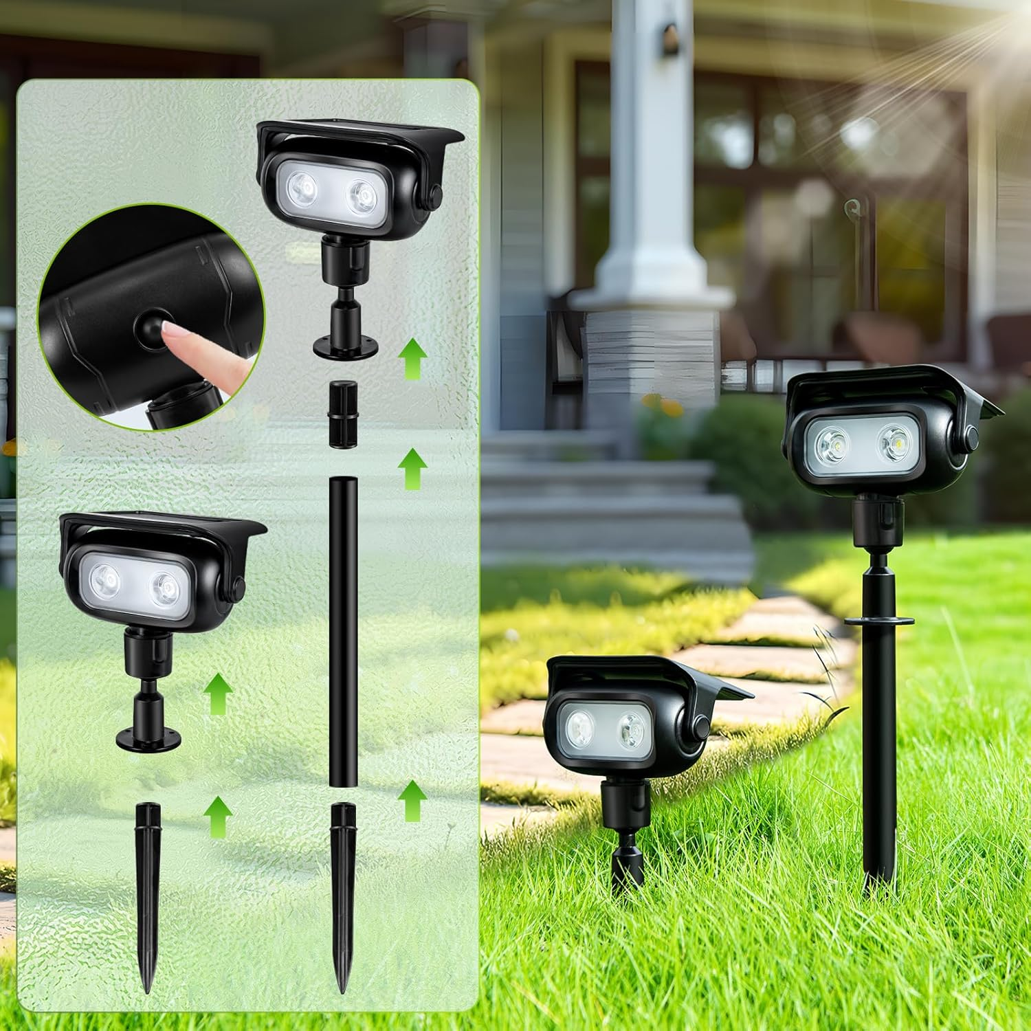 Solar Spot Lights Waterproof Outdoor, 5 Lighting Modes RGB Outdoor Garden Lights, outside Wall Lights, RGB Landscape Light Solar Powered for Garden, Patio, Yard, Lawn, Backyard (4 Pack)