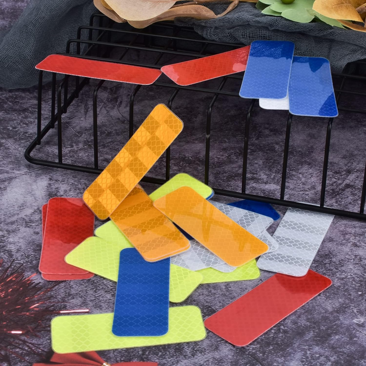 25 Pcs Warning Reflective Stickers Assortment - Outdoor Waterproof Reflective Tape Safety Stickers - 1.2X3.25Inch Driveway Reflectors for Night Visibility image number 2