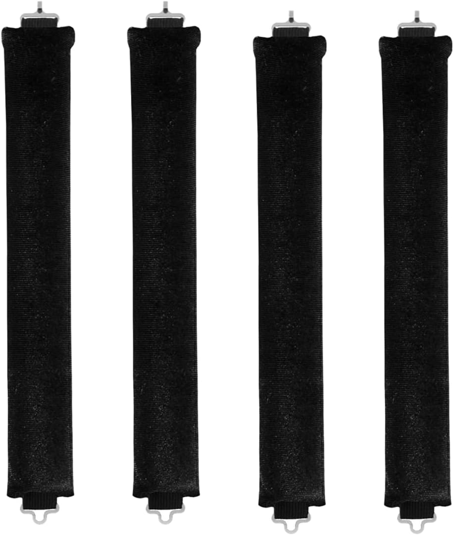 ZORVYN Pack of 4 Heatless Curls Band Curlers Overnight DIY Overnight Curls without Heat Rubber Heat-Free Curler for Medium Long Hair (Black) image number 1