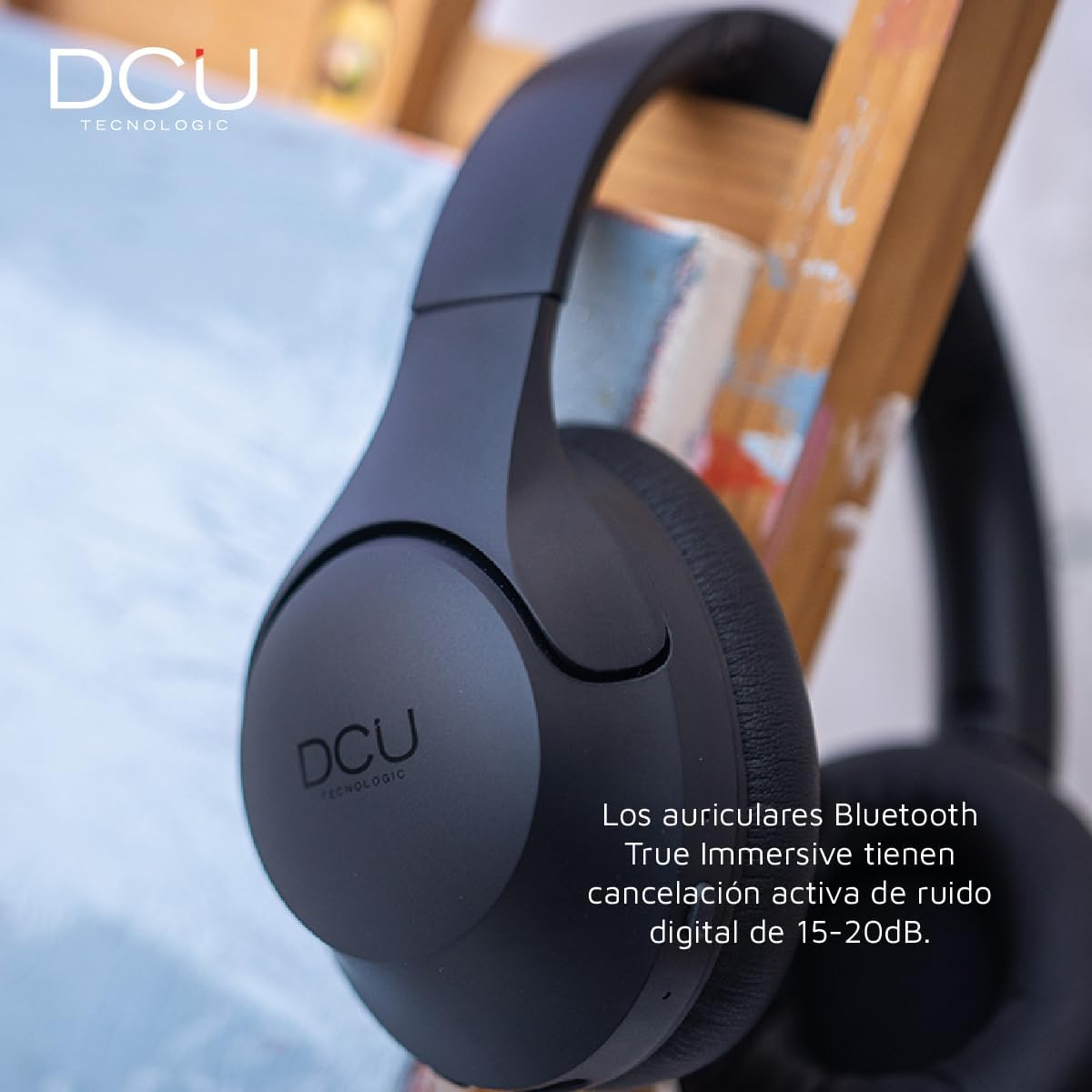 DCU TECNOLOGIC Wireless Bluetooth Headphones - 15 Hours of Use - USB-C Charging - Multifunctional Headphones with Foldable Headband - Black image number 2