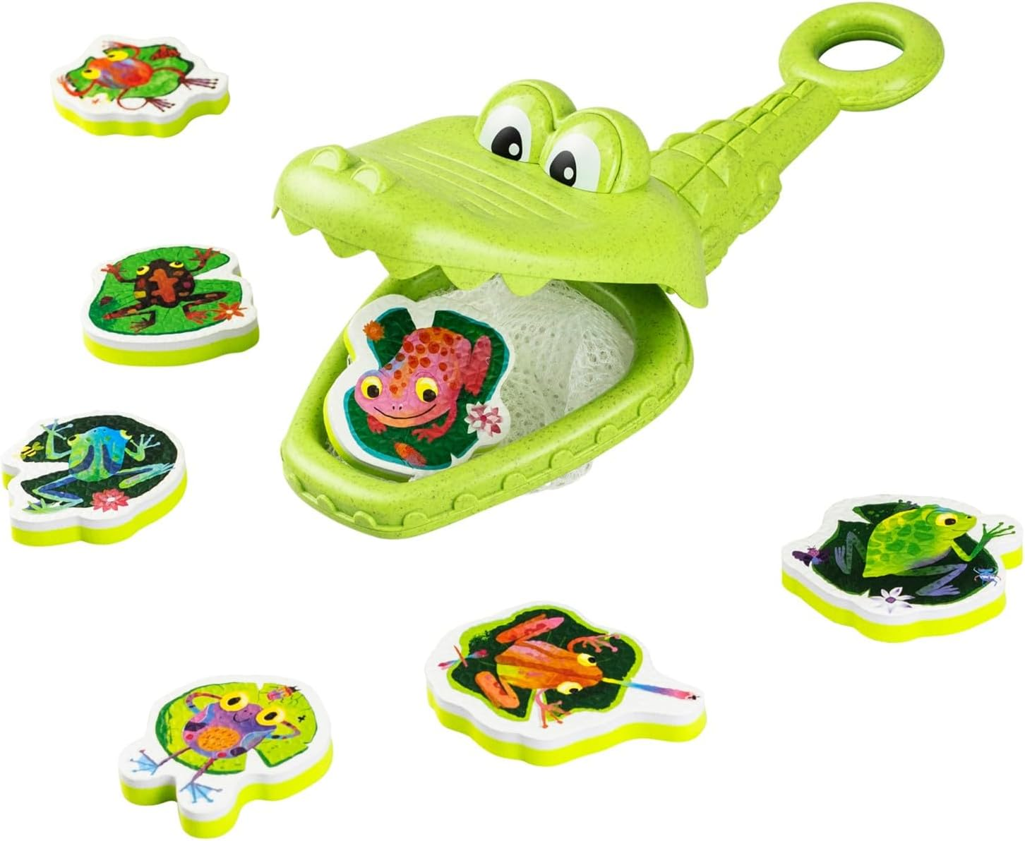 Tiger Tribe: Croc Chasey - Catch a Frog - Fun Bath Toy, Snap-Scoop-Catch Frogs, Frogs Float or Stick to Tiles, ECO Bioplastic, Toddler & Kids Ages 1-3 image number 1