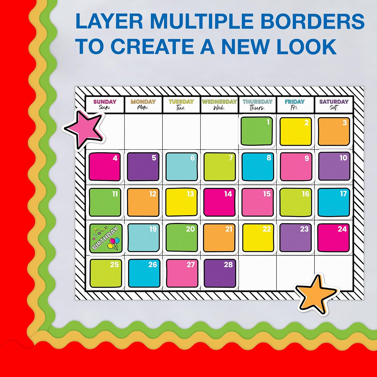 Carson Dellosa 65Ft of Red Bulletin Board Borders, 1 Roll of Scalloped Trim for Rolling Whiteboard, Cork and Posterboard, Valentines Day, Christmas Decorations, Party, and Classroom Decor image number 7