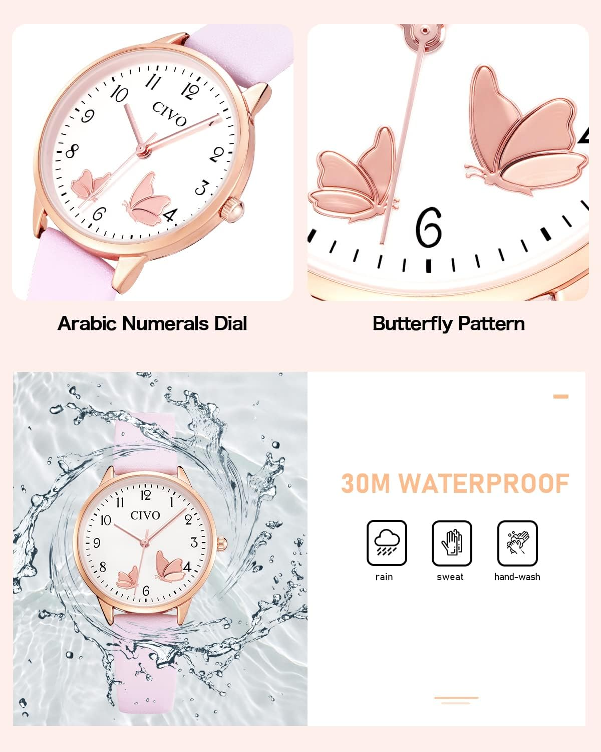 CIVO Watches for Women Leather Analog: Quartz Wrist Watch Waterproof Fashion Easy to Read Business Elegant Ladies Watches