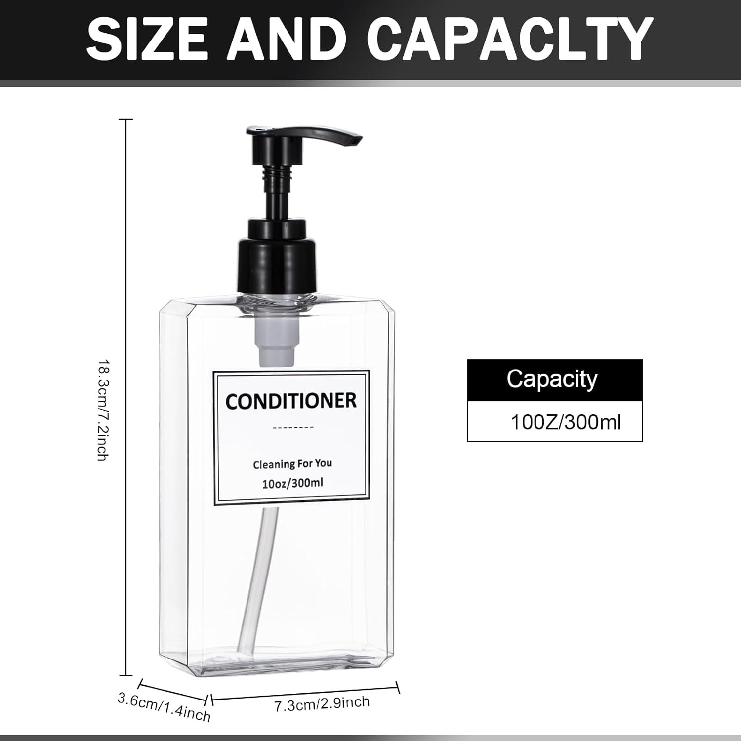 Yeeco Hand Soap Dispenser, 3 Pack 10Oz Acrylic Plastic Liquid Pump Bottle Refillable Lotion Dispenser for Bathroom Kitchen Hotel, Shampoo and Conditioner Dispenser Empty Shower Clear Bottles image number 6