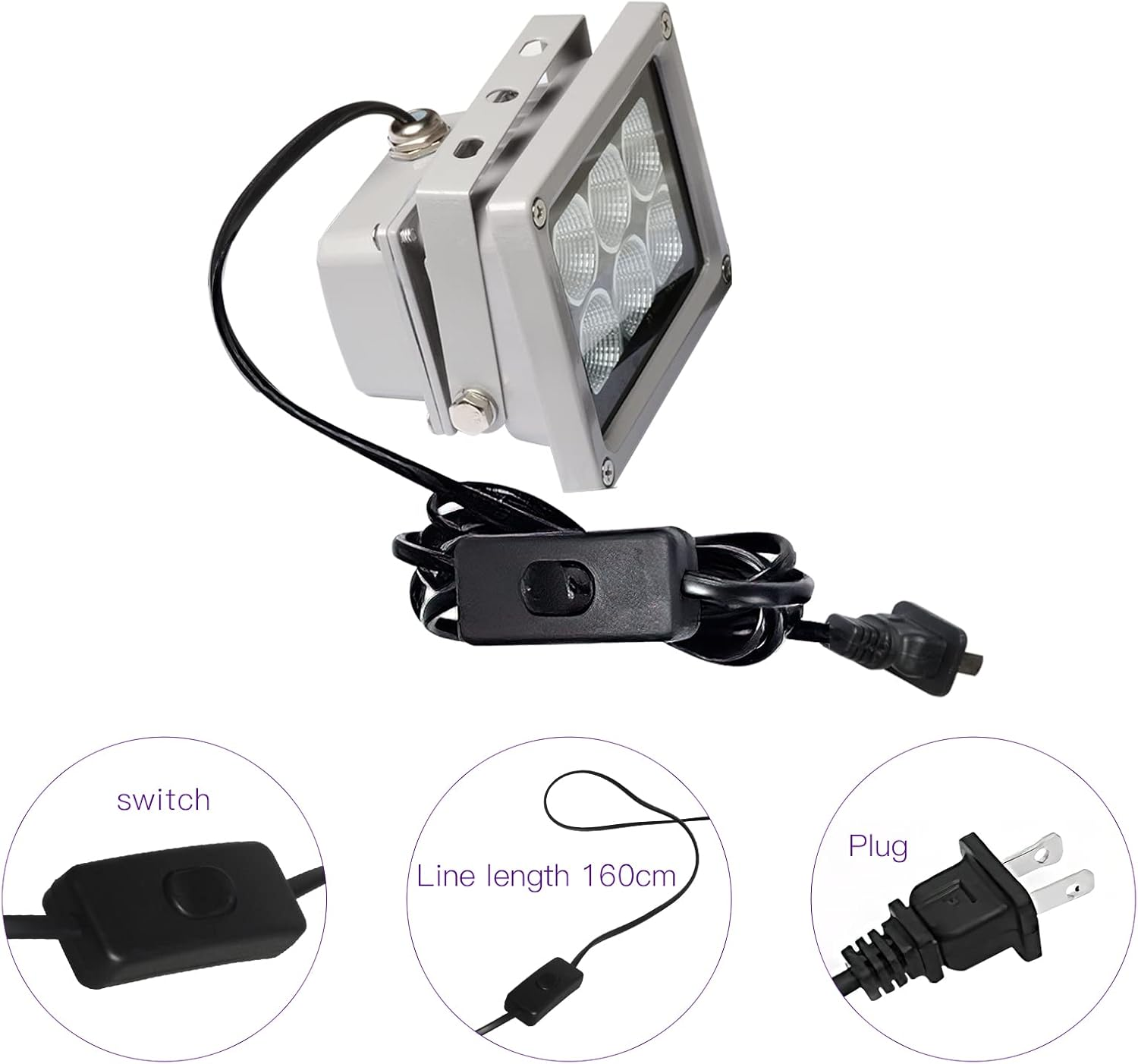 3D Printer UV Resin Curing Light for SLA/DLP/LCD 3D Printing, Solidify Photosensitive Resin, 405Nm UV LED Lights with 60W Output Affect