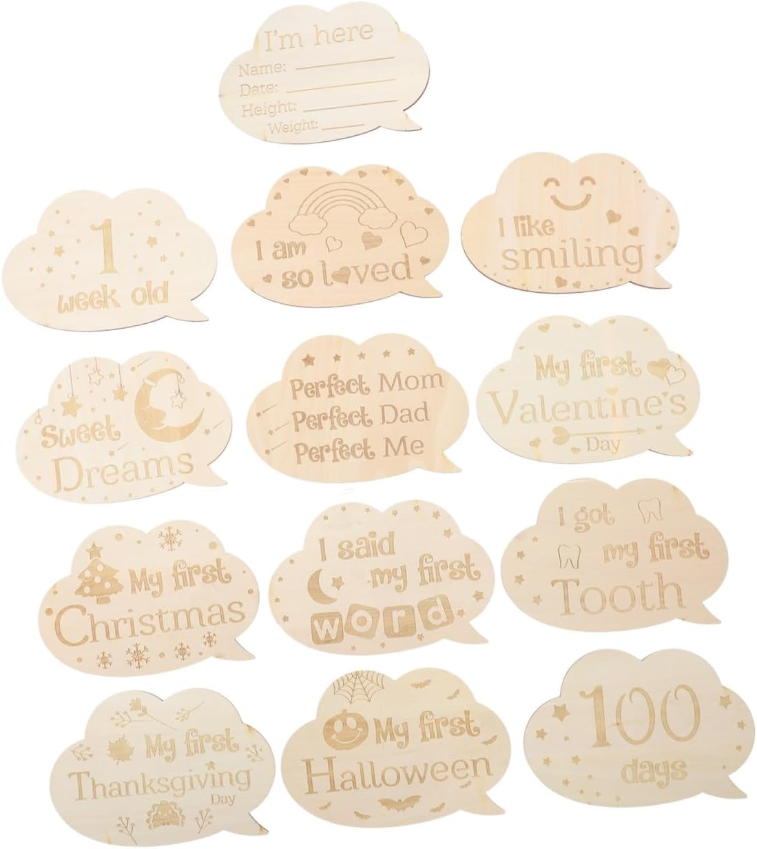 Newborn Cards Key Moment Wood Card for Announcement Boy Girl Birth Gifts for Girls Boys image number 6