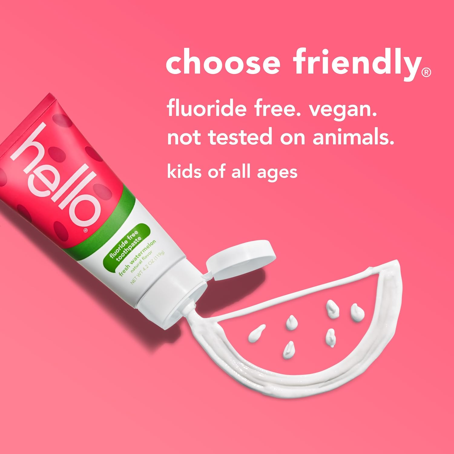 Hello Products - Kids Fluoride Free Toothpaste Natural Watermelon - 4.2 Oz.