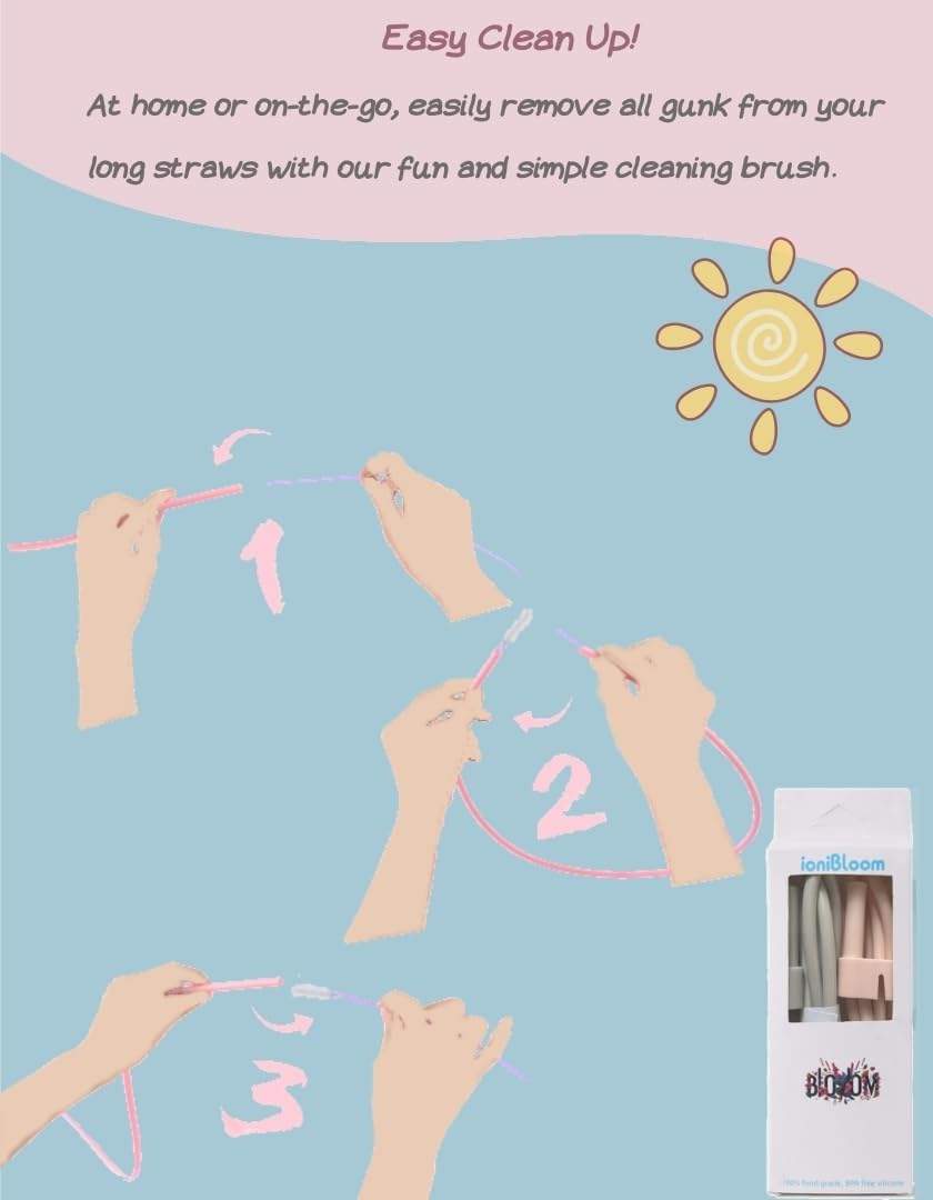 Flexible & Easy Sip: Extendable Reusable Silicone Straws - Innovative 35" Design, Fits 40 & 30 64 Oz Tumblers, Soft and Safe Accessories for Stanley Tumbler(Light Color Combination) image number 2