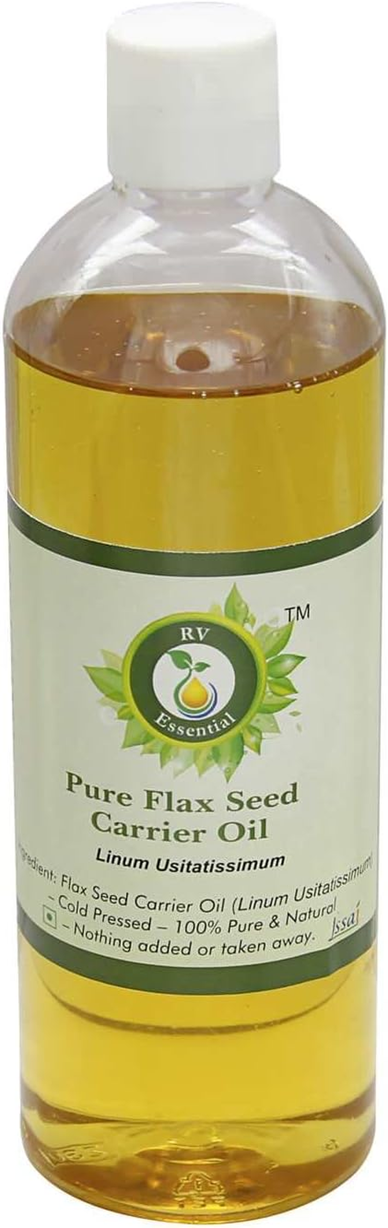 R V Essential Flax Seed Oil | Linum Usitatissimum | Pure Flax Seed Oil | Unrefined | for Hair | for Cooking | 100% Pure Natural | Cold Pressed Flax Seed Oil | 100Ml | 3.38Oz By image number 1