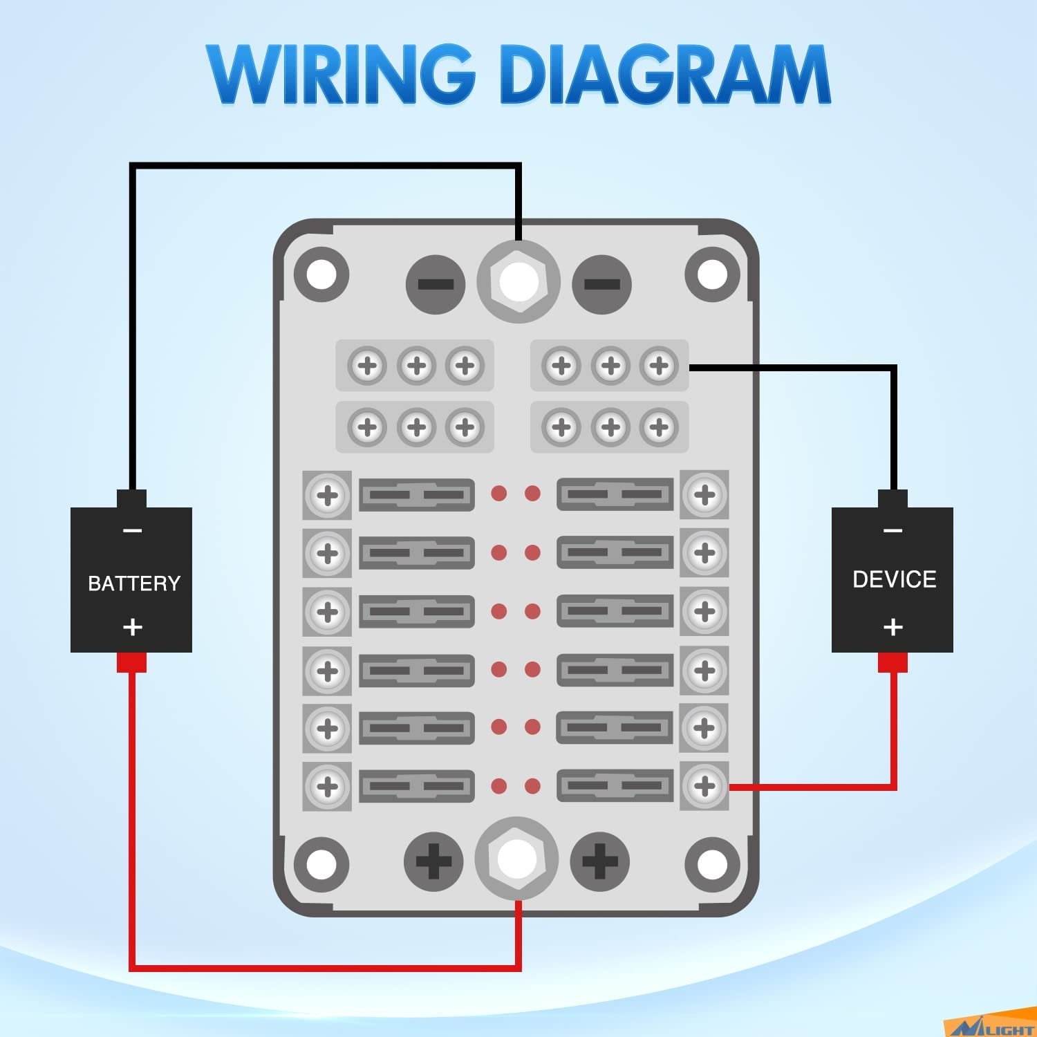 Nilight 12 Way Blade Fuse Block 12 Circuits with Negative Bus Fuse Box Holder with LED Indicator ATO/ATC Fuse Panel Waterproof Cover for 12V Automotive Cars Marine Boats,Rvs,Trailers image number 5