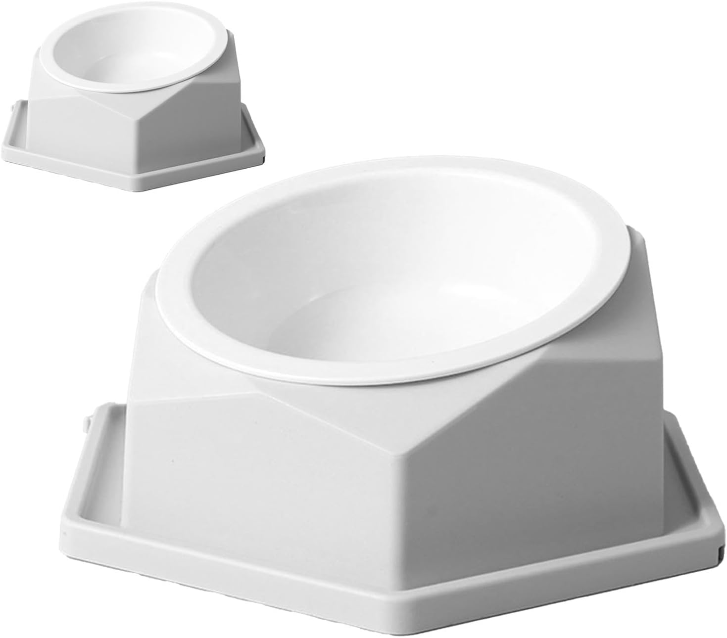 Basics Pet Food Bowl, Raised Cats Bowl Plastic Tilted Elevated Spill Proof Hexagonal Pet Food Bowl, Pet Feeder Bowls for Puppy Medium Dogs Cats /286 (Color : Gray) - Yellow image number 7