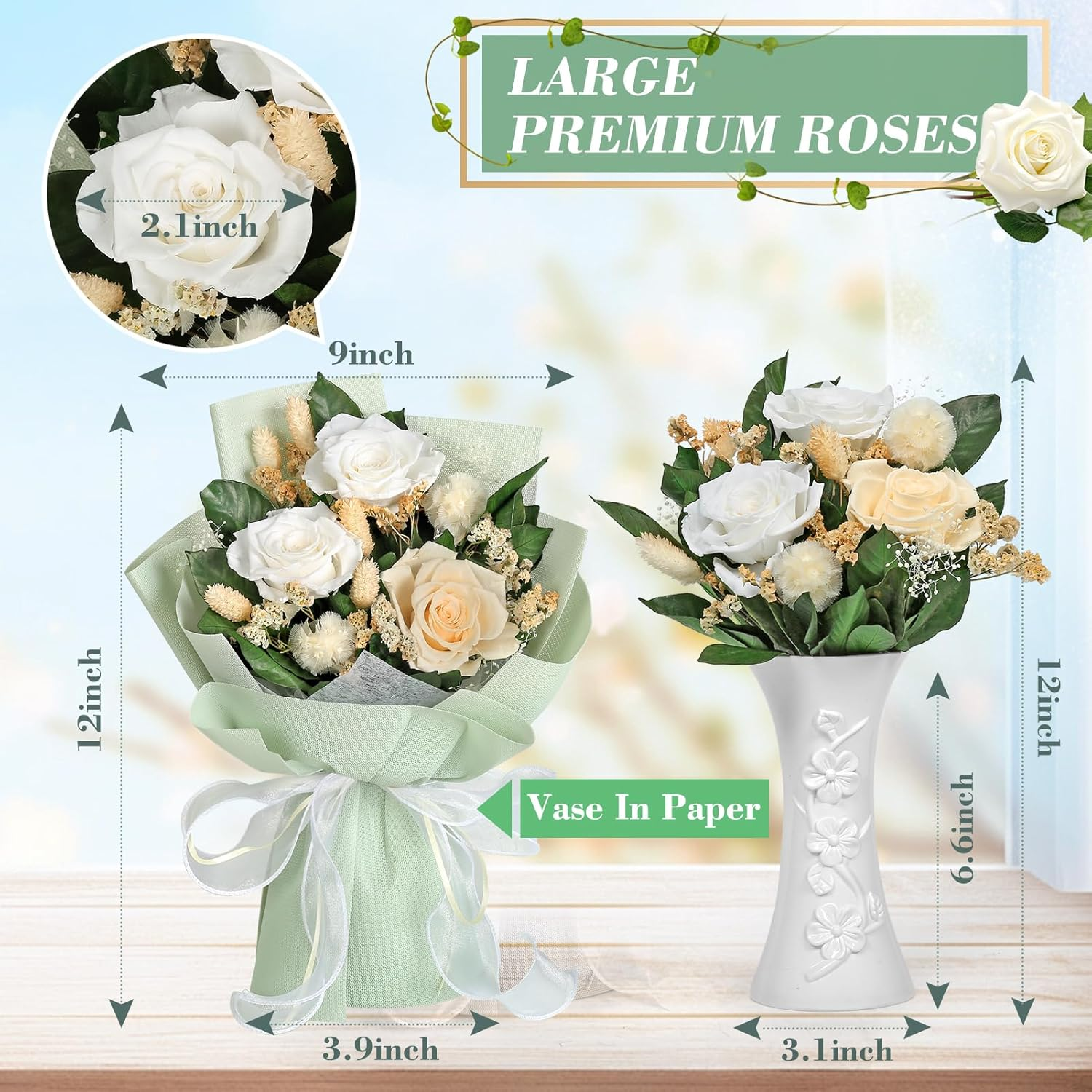 Bloom&lsquo;S Diary Preserved Flower Bouquet, Long Lasting Forever Roses Bouquet, Gift, Valentine'S Day, Mother'S Day, Anniversary, Birthday