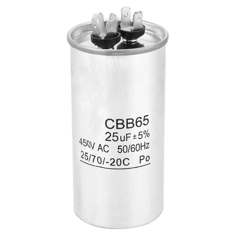 Capacitor CBB65 25UF 450V Aluminum round Capacitor for Air Conditioning Motor, Explosionproof Compressor