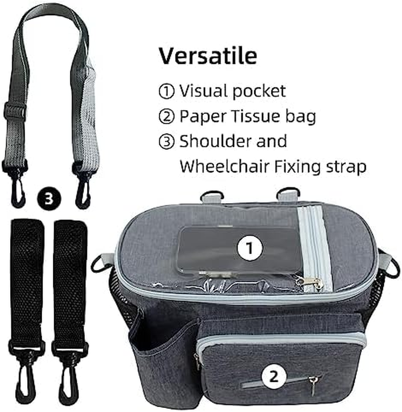Wheelchair Accessories - Cup Holder Bag & Side Pouch - Black image number 7