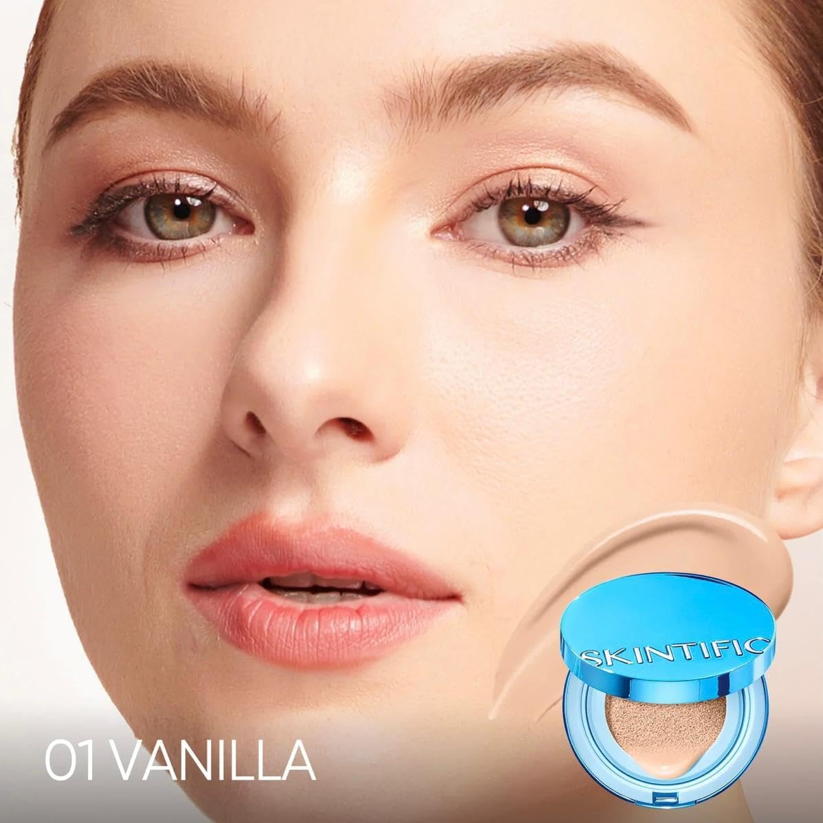 Skintific Perfect Stay Velvet Matte Cushion, Oil-Absorbing, One-Tap High Coverage, Natural-Looking Finish (01 Vanilla)