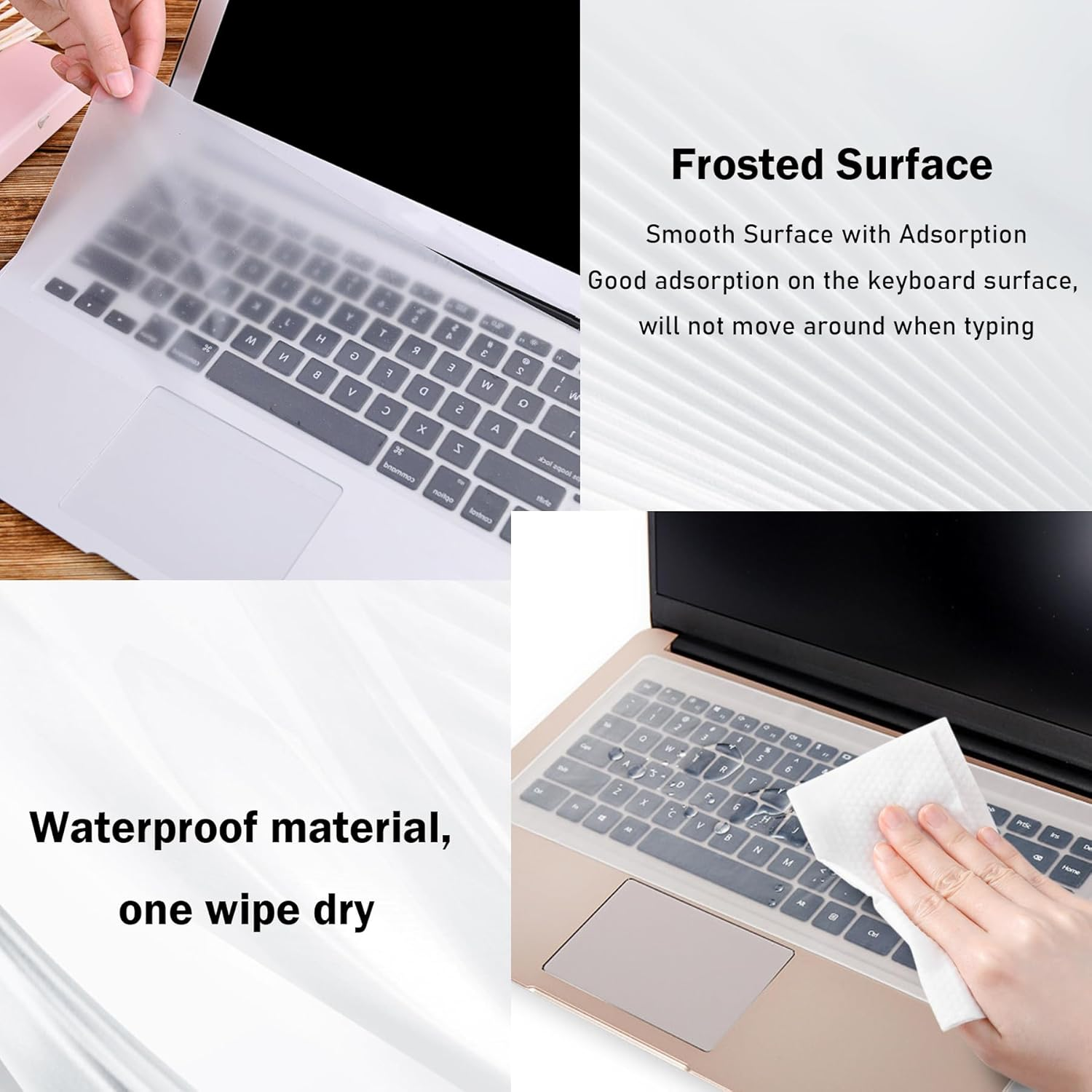 EKIND 2 Sheets Universal Waterproof and Dustproof Keyboard Cover for 15-17 Inch Laptops, with Keypad Keyboard Cover Size (L:14.17" X W:5.08"), Ultra Thin Silicone Skin Protector (Transparent) image number 2