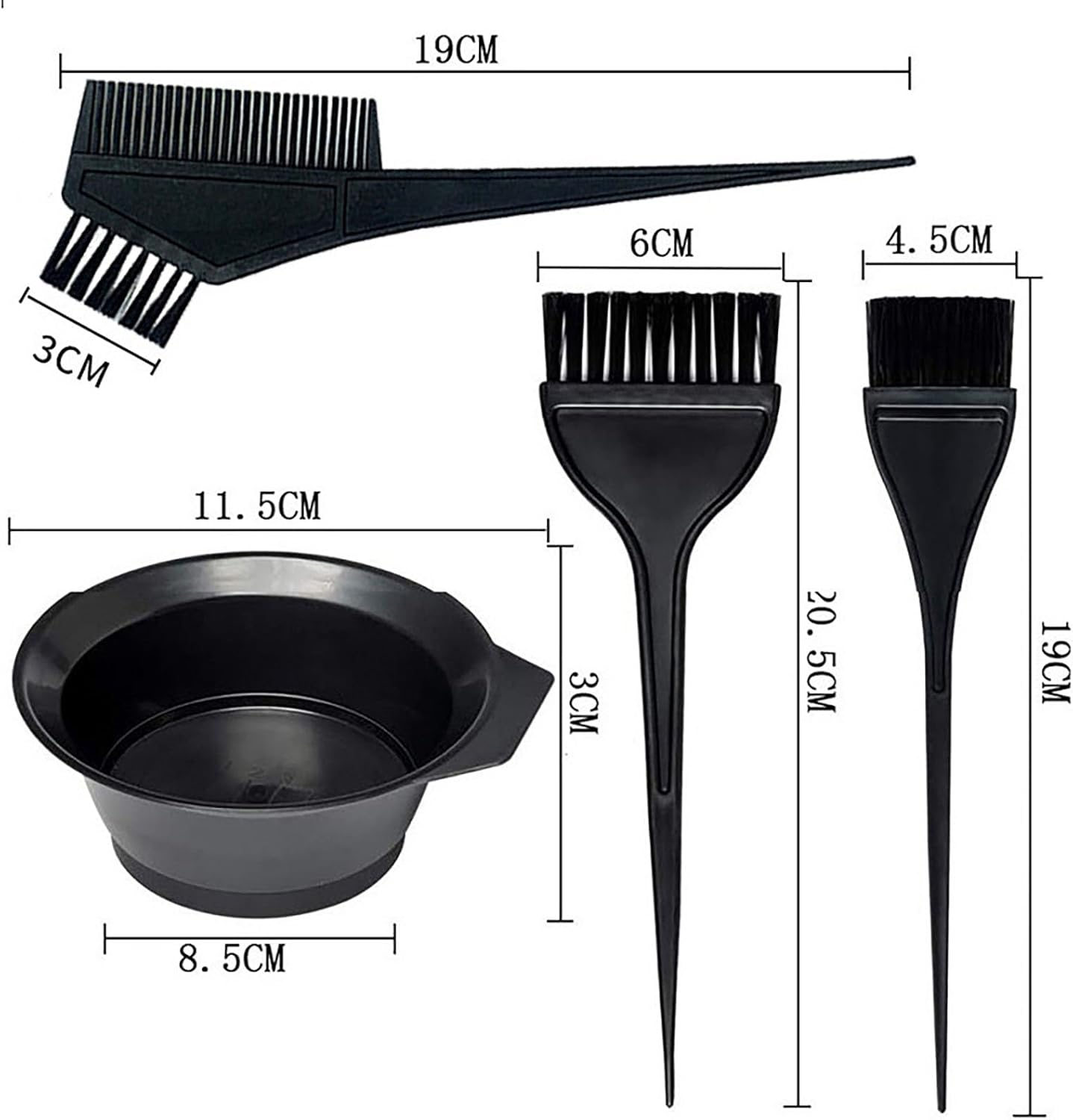 Professional Salon Hair Coloring Kit 4PCS | Non-Slip Dye Brush & Bleach Bowl Set | Salon-Quality DIY Hair Color Tools for Home image number 6