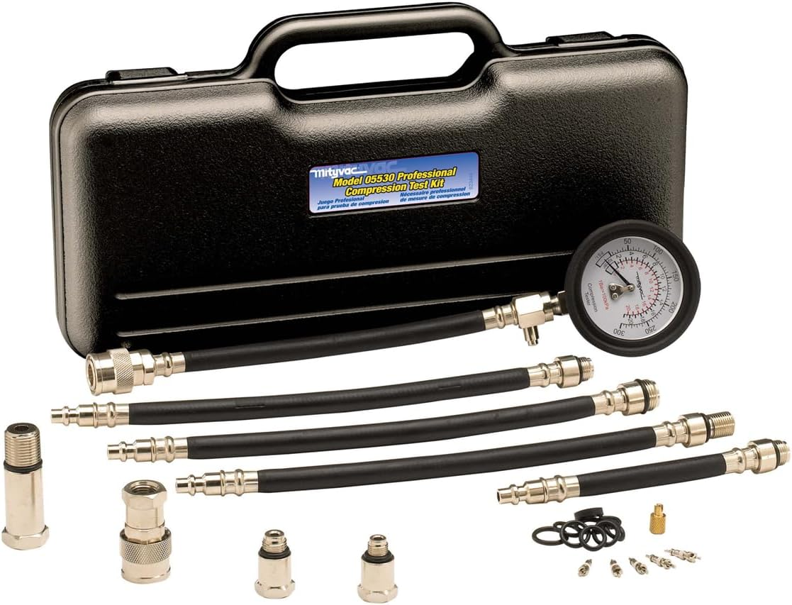 Mityvac MV5530 Engine Compression Test Kit, Manual Pressure Release, 2-3/4 In. Bourdon Tube Gauge, Quick-Disconnect Coupler, Includes Threaded Adapters for Motorcycles, Marine and Small Engines image number 6