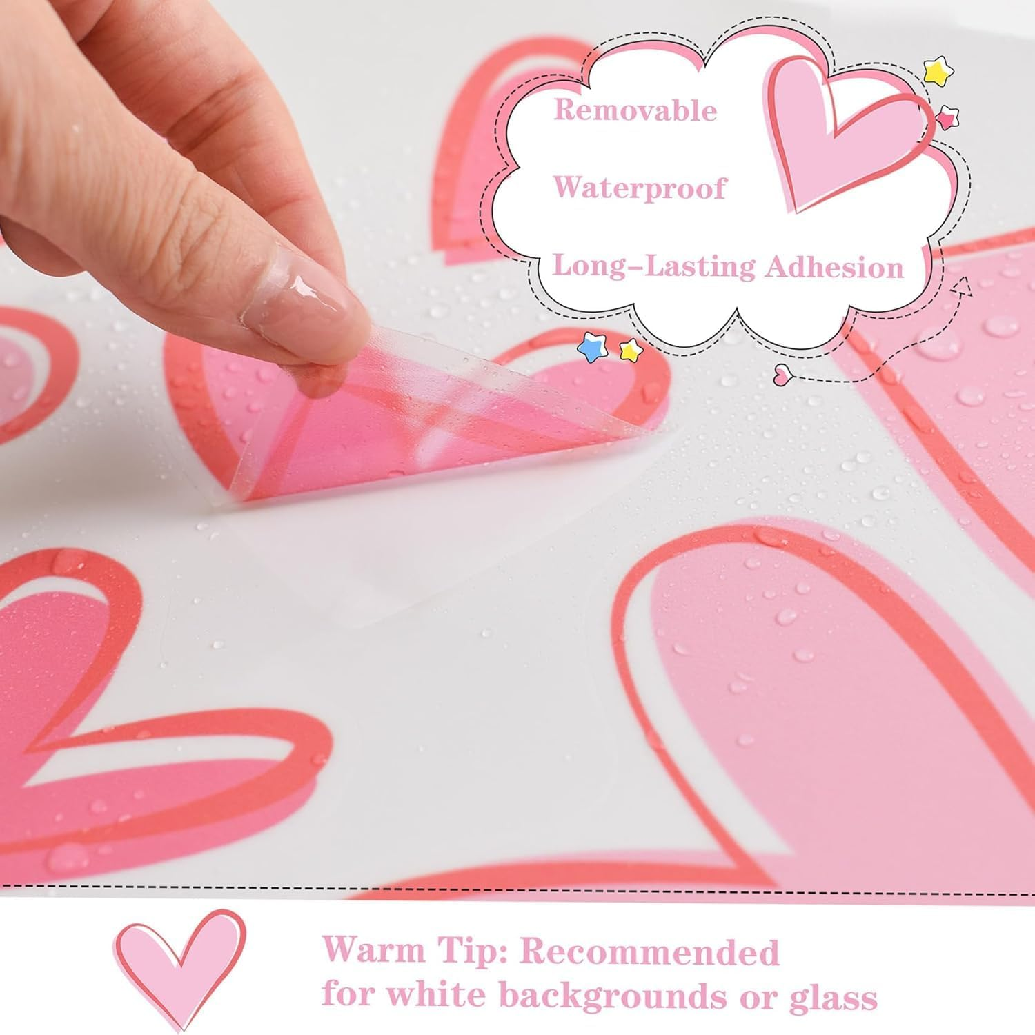 84PCS Heart Wall Decals Peel and Stick, Heart Shape Wall Stickers for Girls Room, 84PCS Heart Shape Wall Decals, DIY Removable Pink Wall Stickers for Girls Room image number 2