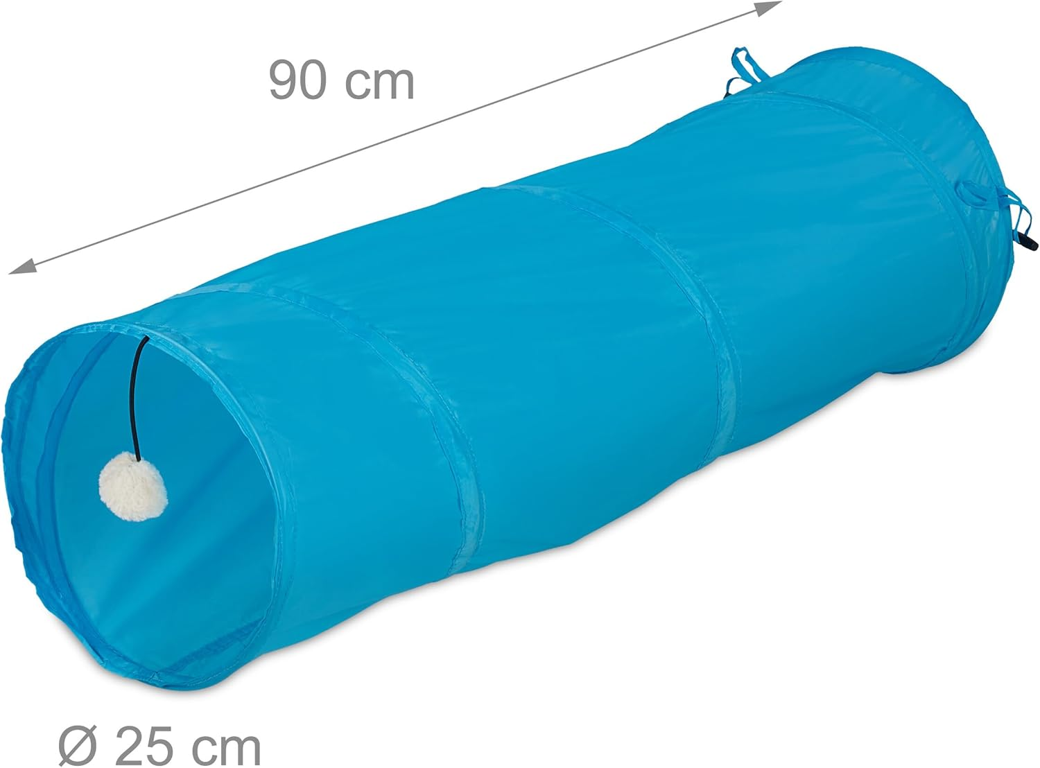 Relaxdays Cat Tunnel Foldable Cat Tube with Toy, Interactive Cat Play Tunnel, W X D: Approx. 88 X 25 Cm, Blue - Grey image number 3