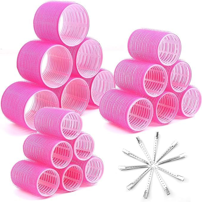 28 Pcs Jumbo DIY Hair Curlers Rollers with Clips, Big Rollers for Hair Set with 3 Sizes Self Grip for Long Medium Short Thick Thin Hair Bangs Volume, Salon Hair Dressing image number 1
