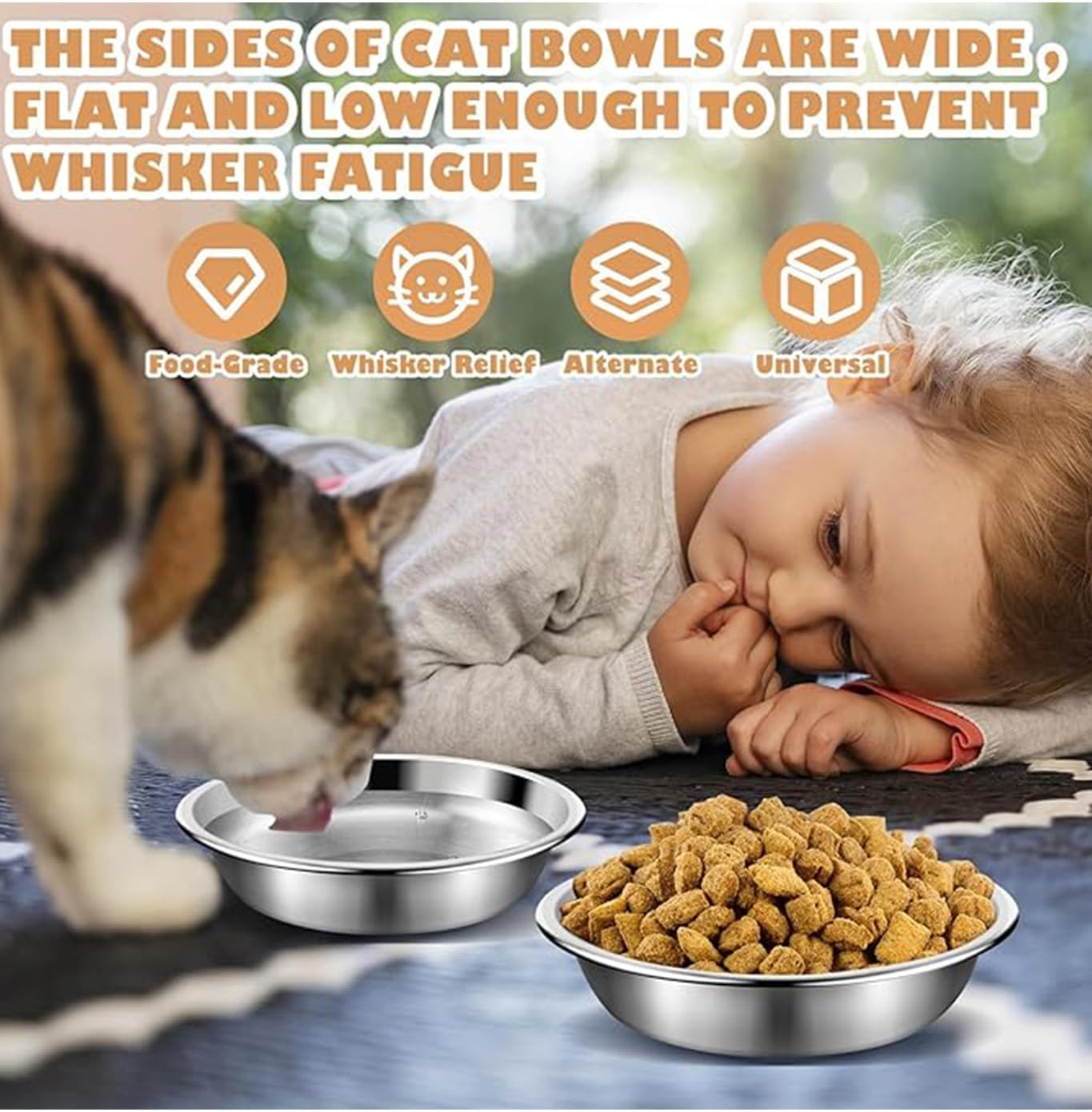 Cat Bowls，Cat Food Bowl,Stainless Steel Dog Treat Dish for Indoor Dogs Shallow and Wide Dog Wet Treat Dish Pet Feeding Dish Whisker Fatigue Relief Dog Dish for Puppy Kitten (12Packs)