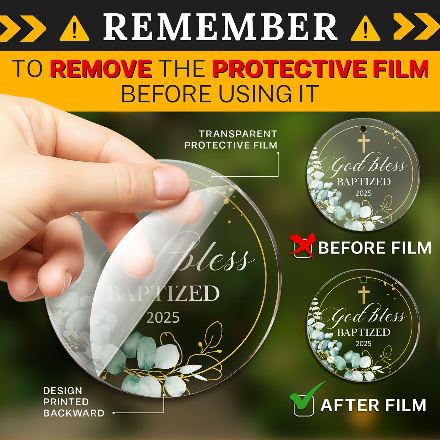 HEXMOZ God Bless Baptized Ornament 2025 - Christian Easter Baptism Gifts for Boys, Girls, Adults - Cross Christening Gift for Baby Boy Girl Godson Goddaughter - Acrylic Christmas Keepsake Decoration - Retired 4 2025 image number 2