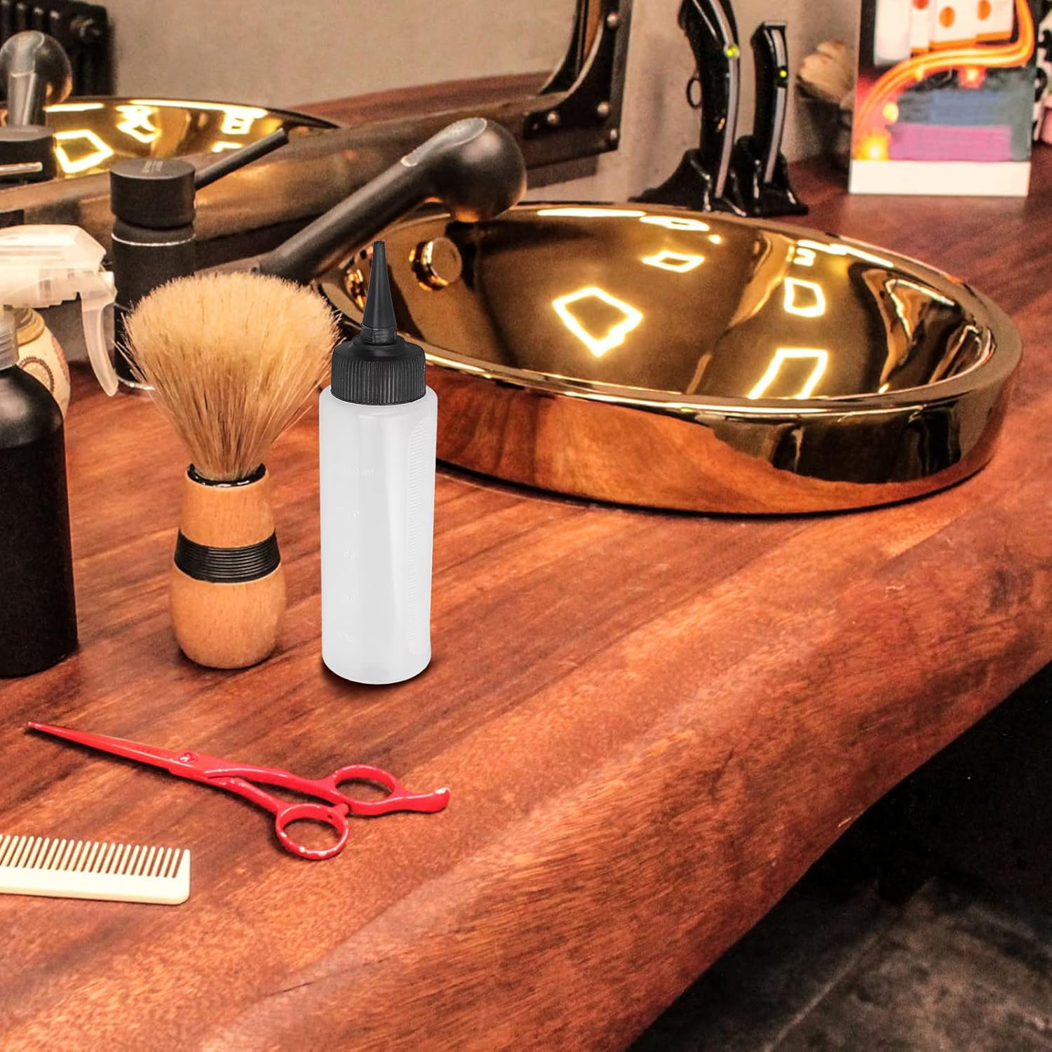 Empty Hair Applicator Bottle, Hair Color Shampoo Applicator Bottle, Refillable Hair Salon Squeeze Bottle with Cap, Empty Applicator Bottle, 3 Pack image number 3