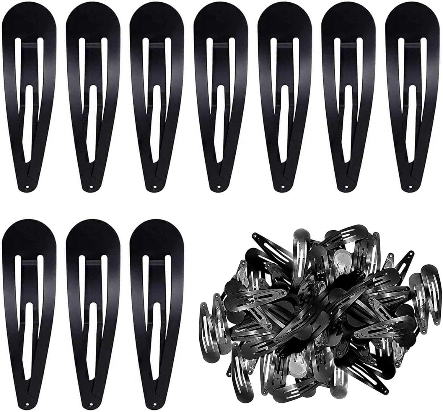 40PCS Black Snap Hair Clips, 2Inch Hair Clips Metal, Hair Clips Slides, Beauty Hair Accessory, Metal Snap Barrettes, Hair Barrettes for Kids Women image number 2