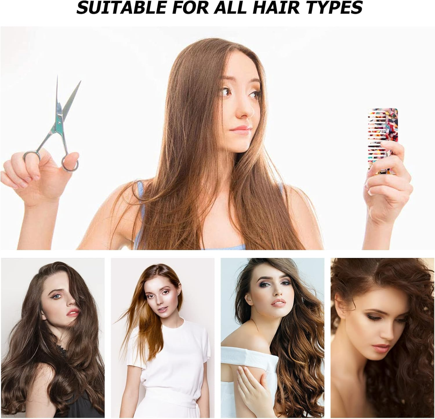 Kichvoe 1Pc Stylish Anti-Static Hair Comb Wide Tooth Detangler for Home Use for Smooth Thick Hair Comfortable Grip for Wet Dry Styling Unisex Design