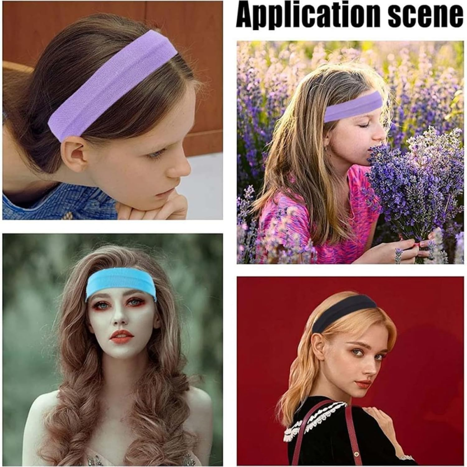 Solid Colour High Stretch Sports Hair Bands Yoga Hair Bands Wide Edge Headbands 12 Colours image number 5
