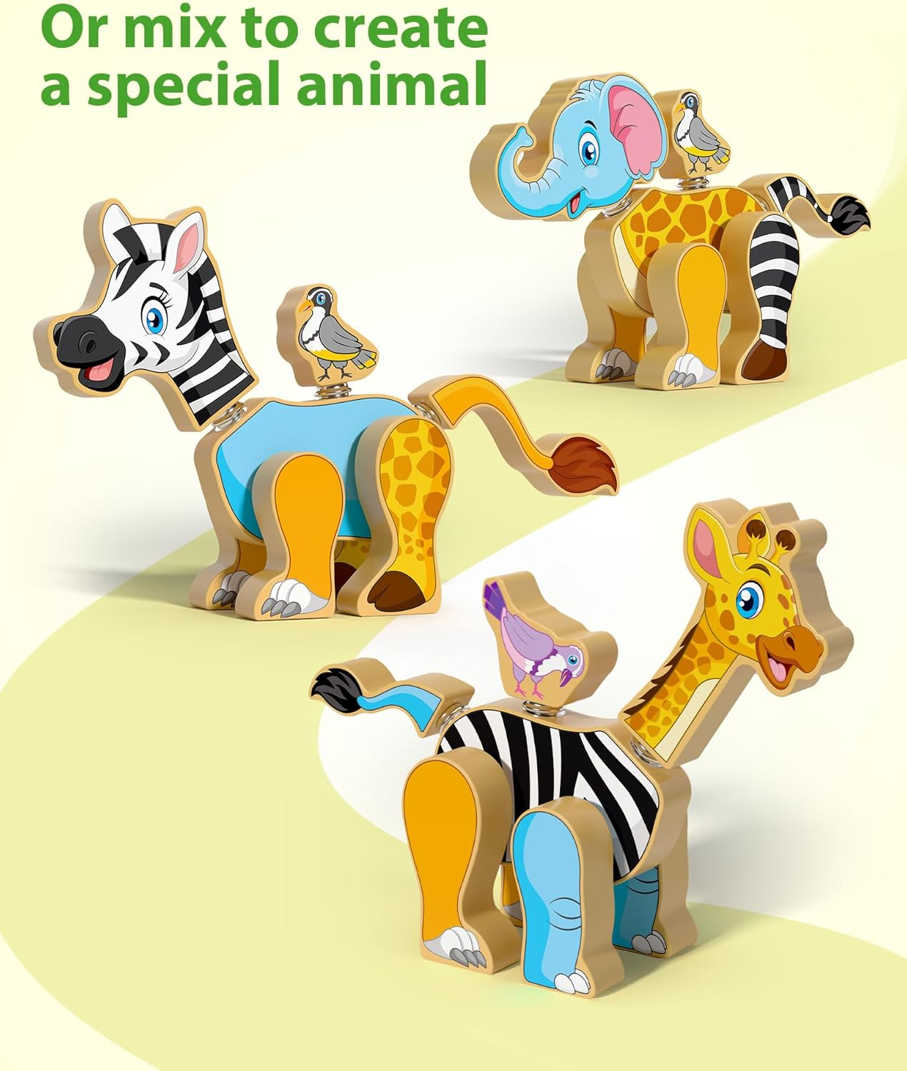 Coogam Wooden Snap Together Building Toy, Take Apart Construction Builders, Assembly Animal Building Blocks, STEM Fine Motor Learning Toy for 3 4 5 Years Old Kids