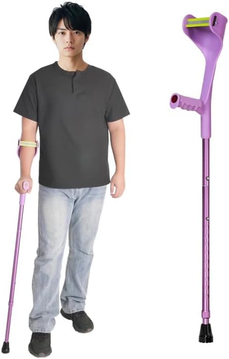 1 Pc Forearm Crutches for Adults,Folding Walking Cane,10-Level Height Adjustment,Lightweight Aluminum Walking Aid,Rubber Grip, Slip-Resistant and Wear-Resistant,1-Pack Purple. image number 6
