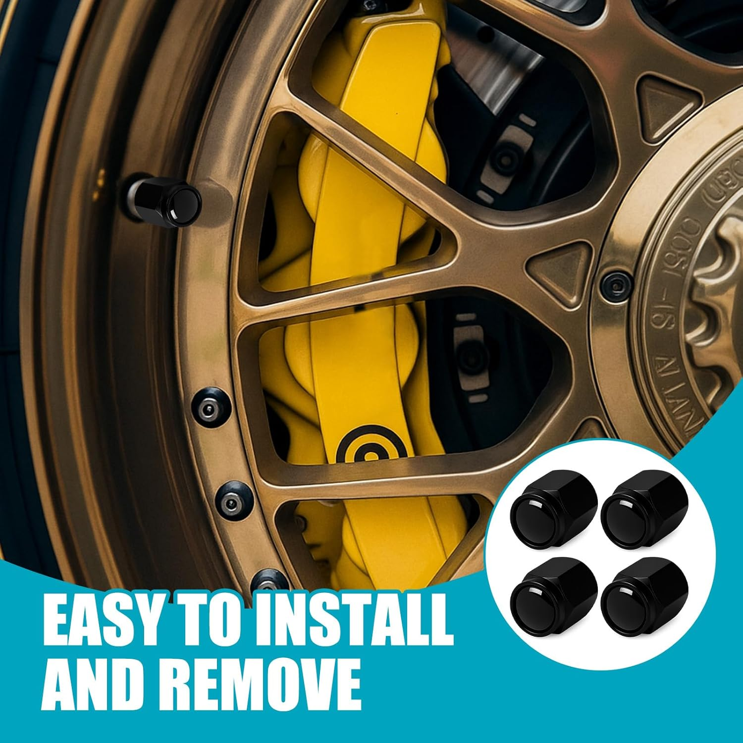 Pack of 4 Tyre Valve Caps Compatible with M M2 M4 M5 M6 M8 X1 X2 X3 X5 X6 M135I M240I Z4 328I X7 Series, Valve Caps Black with Seal for Stable Tyre Pressure, Car Valve Cap image number 6