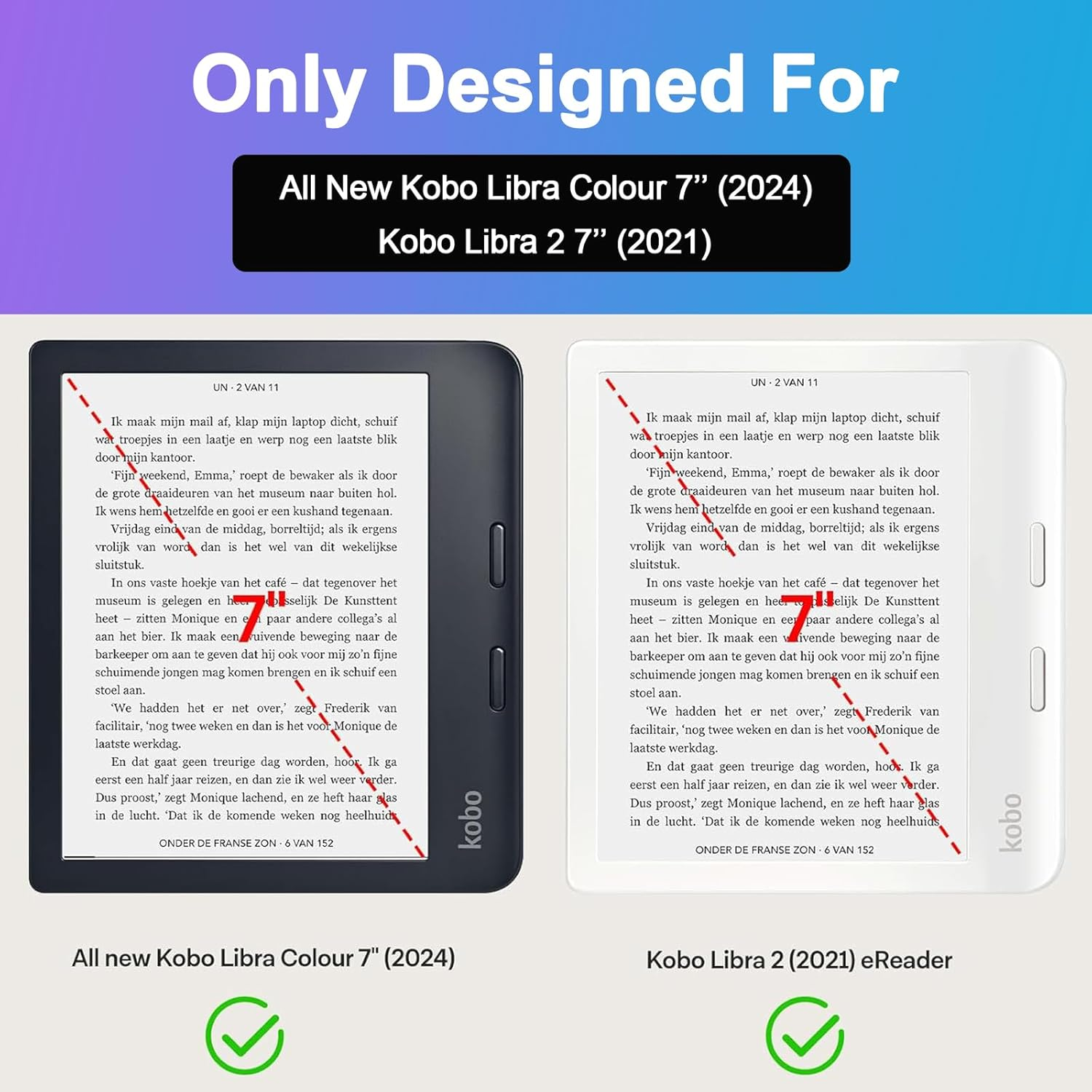 Caweet Screen Protector for Kobo Libra Colour 7 Inches 2024/Kobo Libra 2 E-Reader 7" 2021, Anti-Glare Premium PET Full-Coverage Matte Protective Film, 2 Pack image number 5