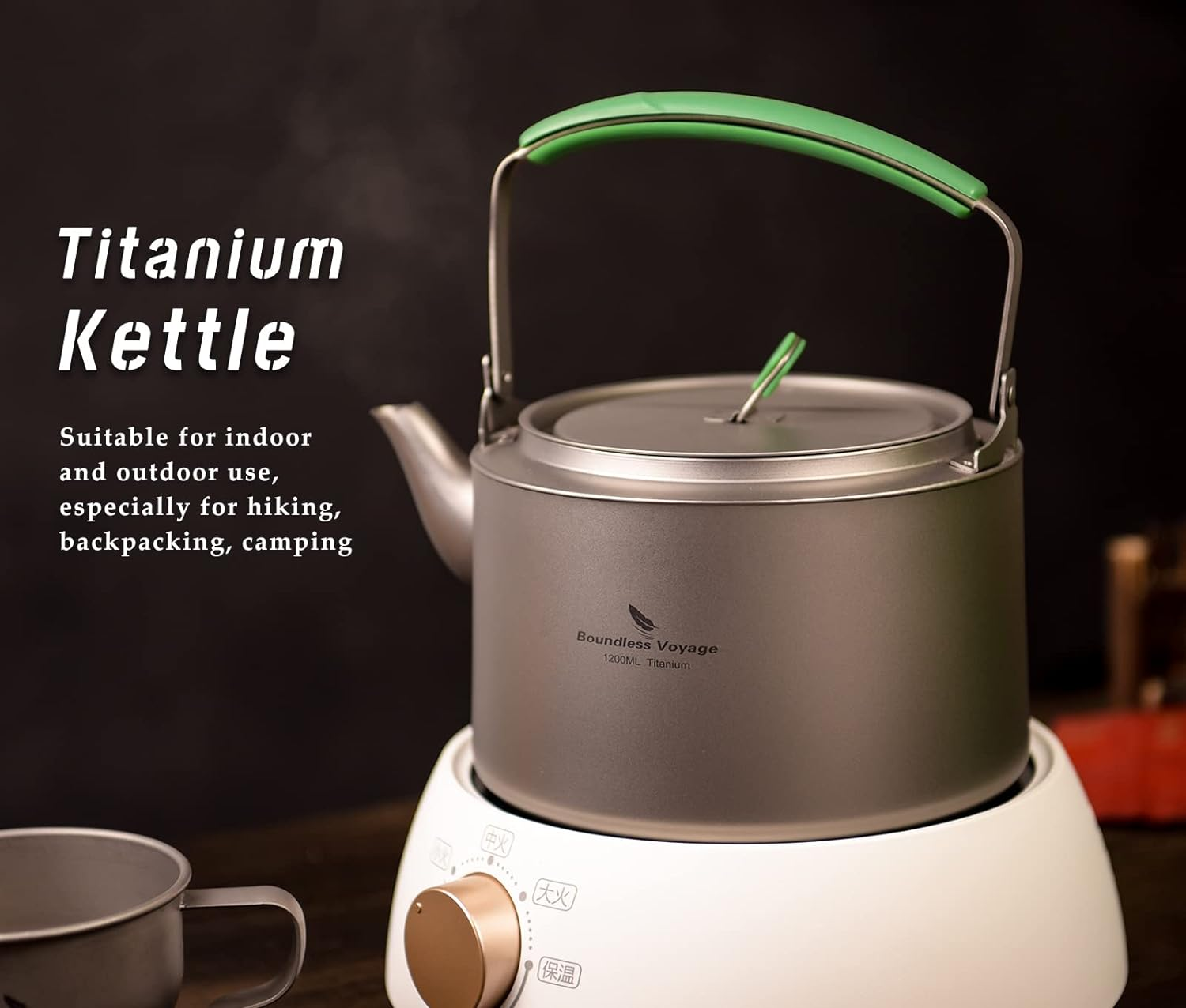 Boundless Voyage Titanium Kettle 800Ml/1200Ml with Folding Handle Filter Outdoor Camping Big Capacity Teapot - 800Ml image number 2