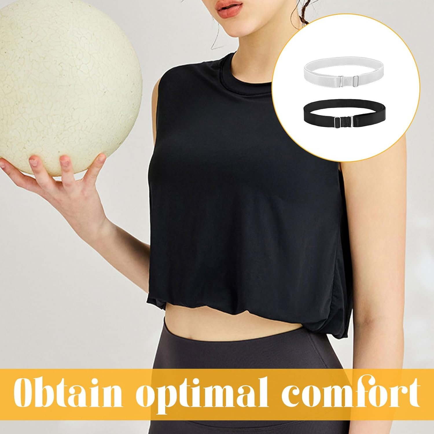 Tuck Band, 4 Pcs Elastic Band, Crop Top, Adjustable Crop Tuck Band for Shirts, Crop Tuck Tool Elastic Belts Shirt Tuck for Change You Style Your Tops, Black & White and 2Pcs Pearl Button image number 2