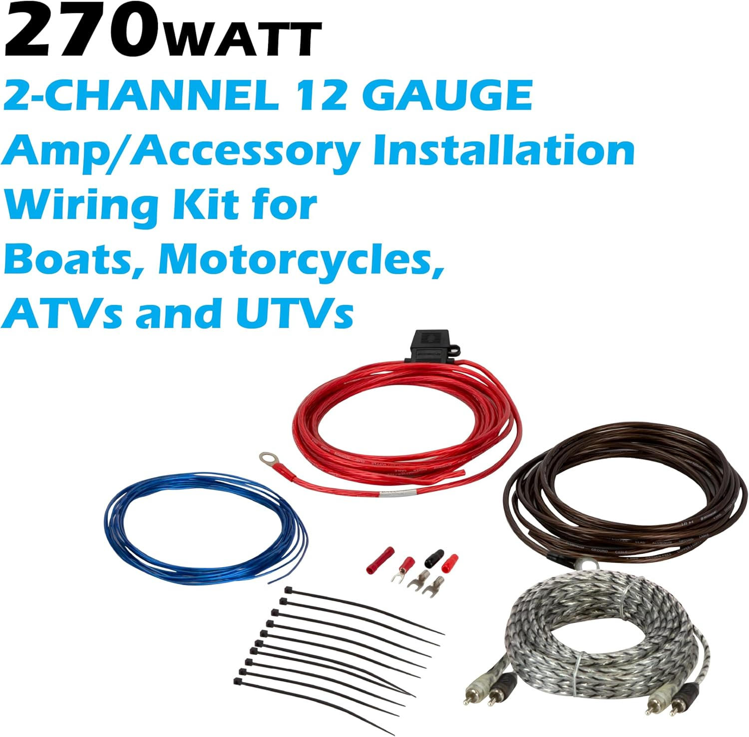 Scosche Install Centric ICAK12 True 12 Gauge Hybrid OFC 2-Channel High Current Amplifier Wiring Kit Accessory Installation Wiring Kit for Boat, Motorcycles, Atv&rsquo;S and Utv&rsquo;S - 12 Guage 2Ch Complete image number 4