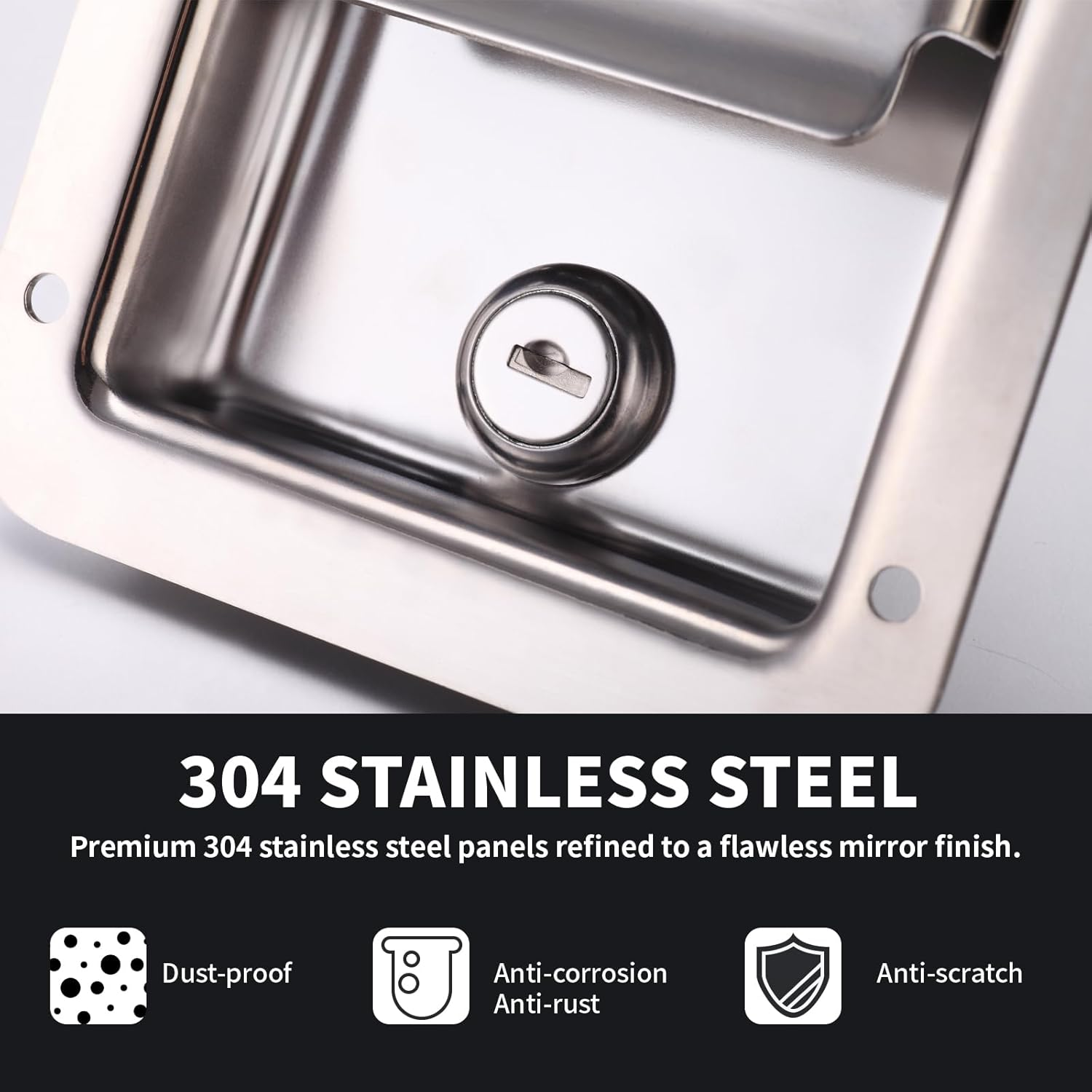 Loclink Truck Tool Box Lock Replacement Kit, Stainless Steel Locking Paddle Latch for Truck Bed Toolbox Handle, Trailer Door, RV, Camper, ATV, UTV, 140 * 108Mm with Keys image number 1