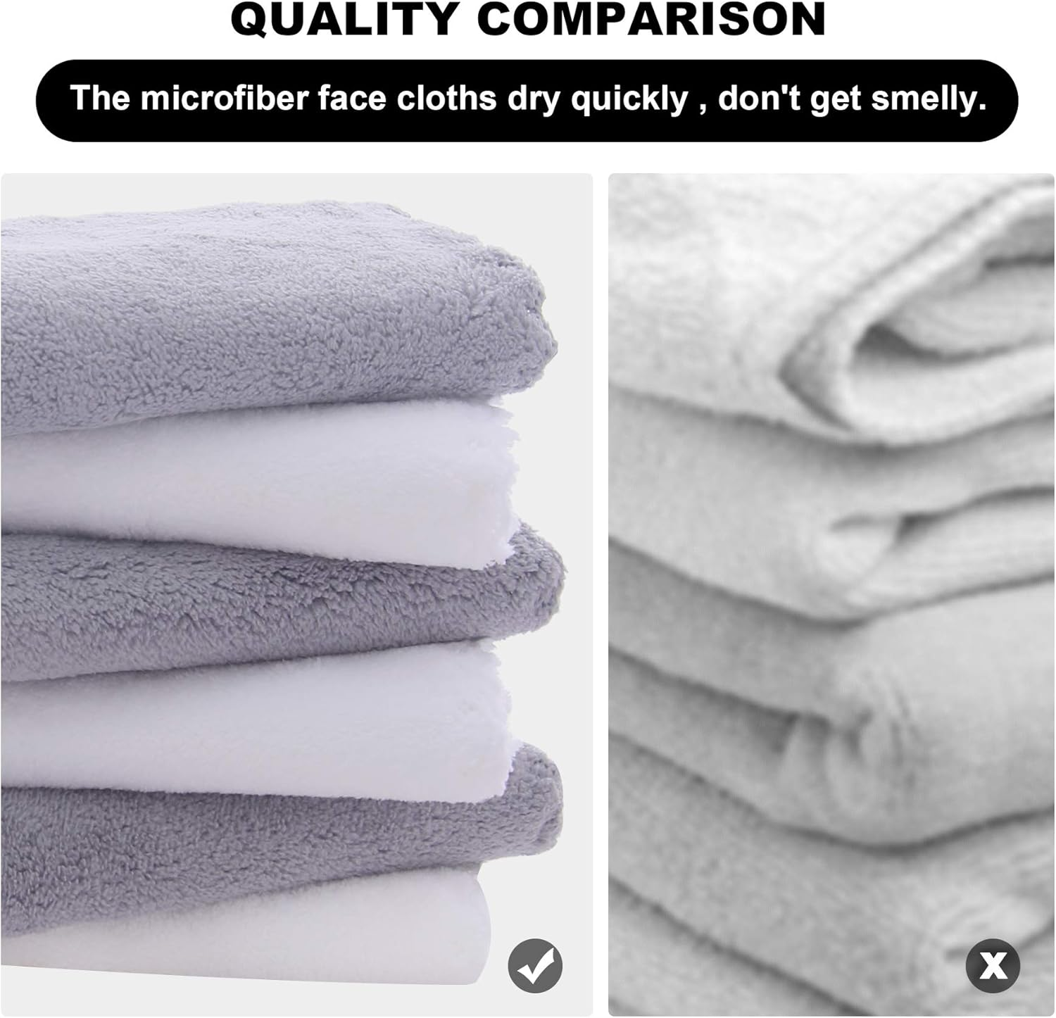 Microfiber Facial Cloths Fast Drying Washcloth 12 Pack - Premium Soft Makeup Remover Cloths - Highly Absorbent image number 6