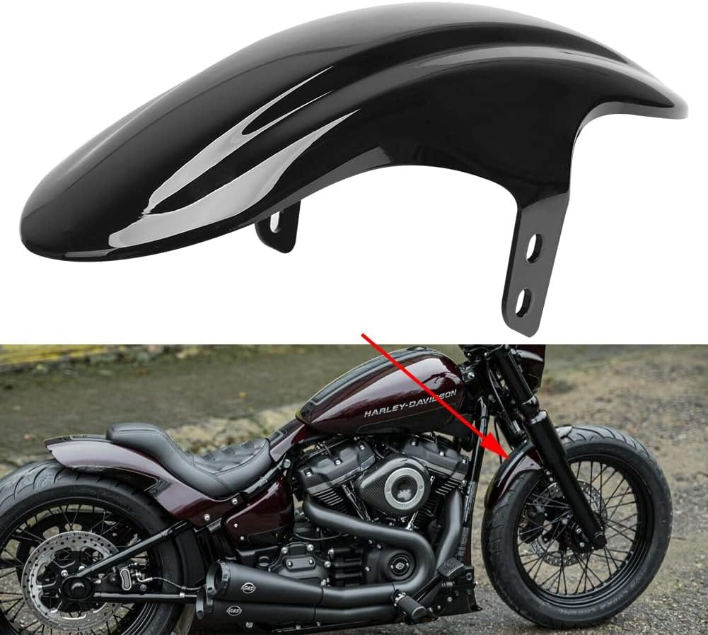 Motorcycle Short Front Fender Fits for Harley M8 Softail Street Bob FXBB FXBBS 2018-2025 Vivid Black image number 2