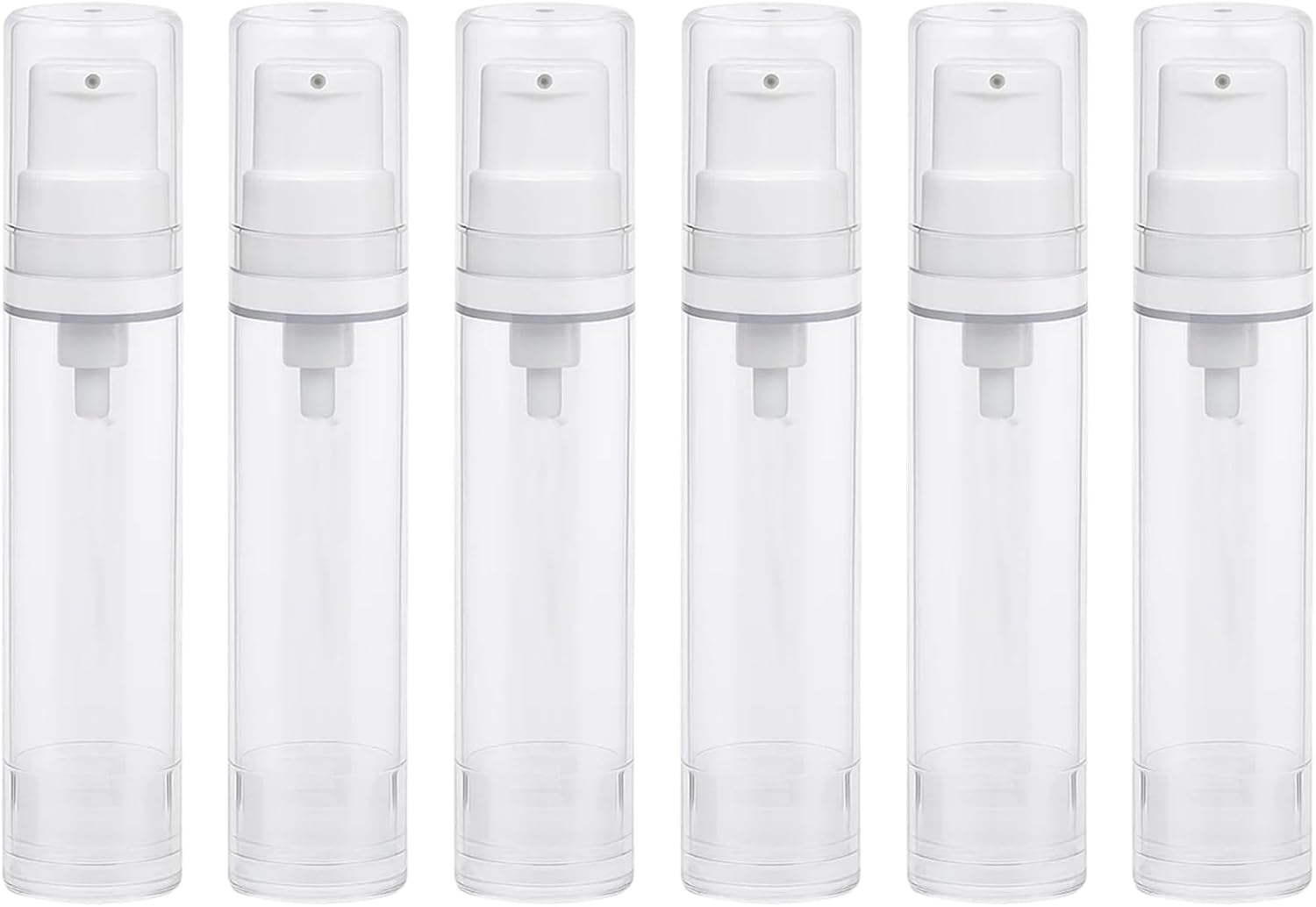 4 Pack 10Ml Clear Airless Pump Bottles, Refillable Vacuum Cosmetic Travel Containers, Leak-Proof Press Bottles for DIY Foundation, Gel, Essence, Lotion & Moisturizer image number 1