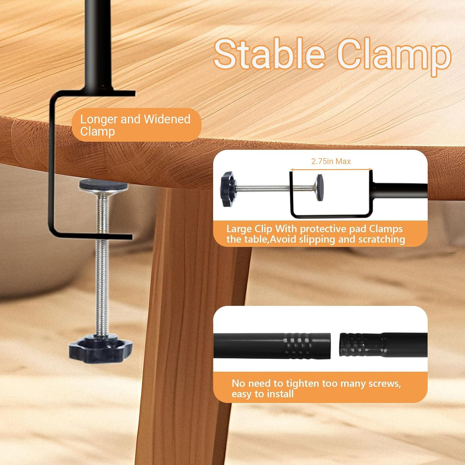 Uandhome over the Table Rod Stand with Clamps, Adjustable Table Arch Stand, 44.9''-126'' Tall, 29.5"-43.3" Long, Metal Balloon Stand for Wedding, Birthday, Halloween,And Christmas Decoration(Black) (Black) - Gold image number 7