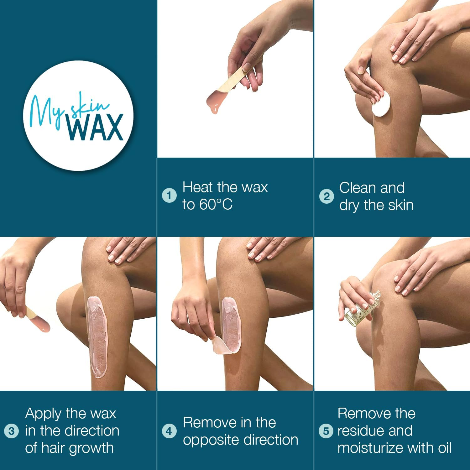 My Skin Wax - Hard Wax Beads, 400G, Hypoallergenic, Wax Beads for Sensitive Skin, Painless, Stripless Hair Removal Wax, Men, Women, Face Wax, Leg Wax, Bikini Wax, Brazilian, Eye Brow, Lip