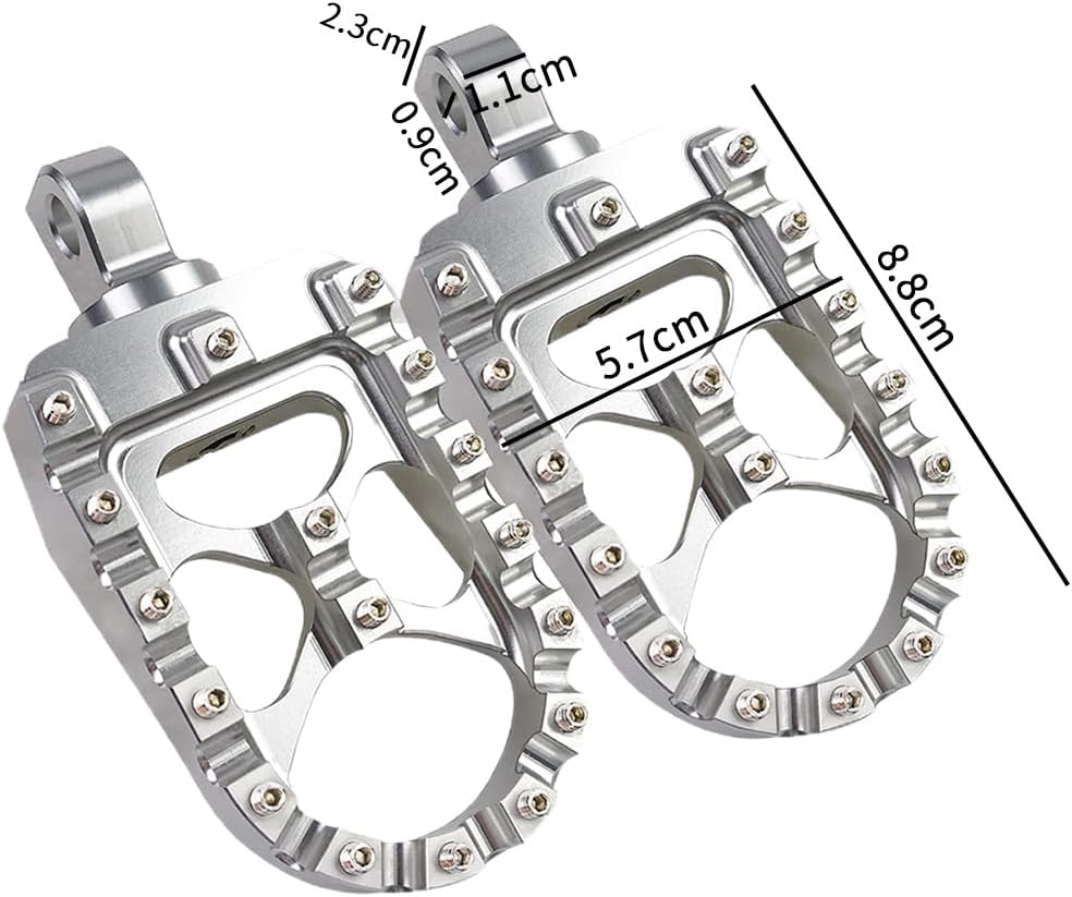 TOMVAES CNC Wide Foot Pegs 360&deg; Roating MX Chopper Bobber Style for Harley Dyna Sportster Fatboy Iron 883 1200,Silver