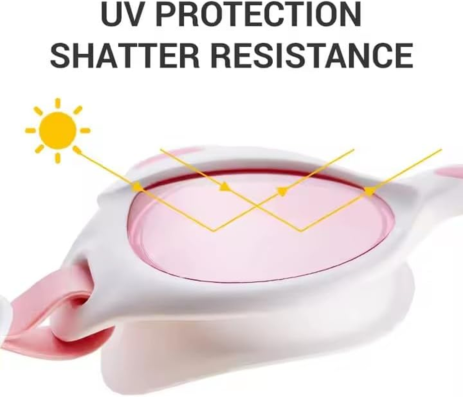 VEON Kids Swimming Goggles for Baby Girls, Cute Cat Design, Anti-Fog, UV Protection, Large Frame, Comfortable Fit image number 1